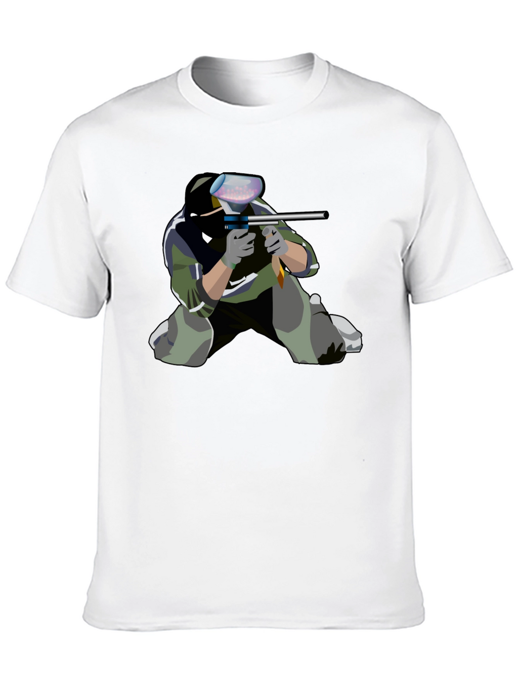 Paintball Player Graphic Tee - Black Cotton Shirt