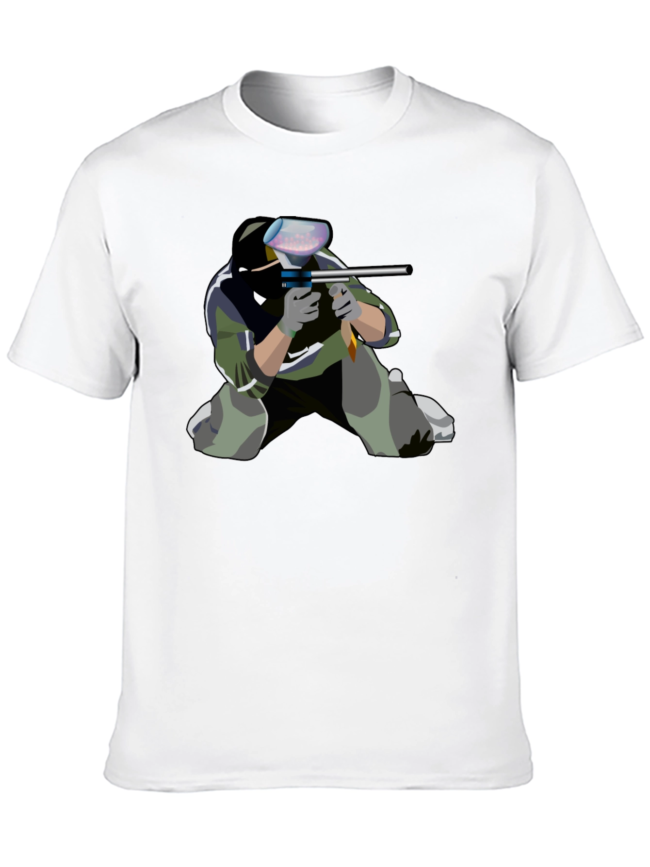 Paintball Player Graphic Tee - Black Cotton Shirt