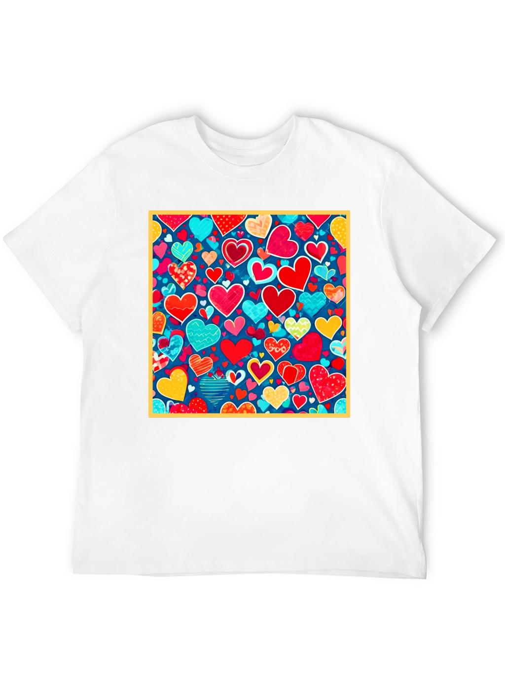 Heart Pattern Black T-Shirt - Valentines Day Style