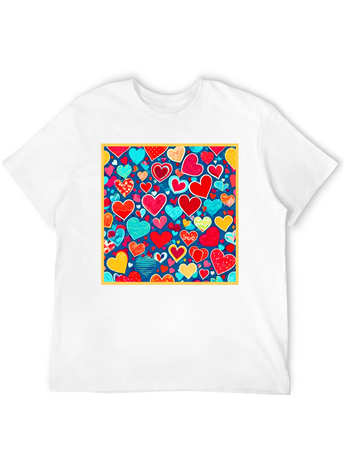 Heart Pattern Black T-Shirt - Valentines Day Style