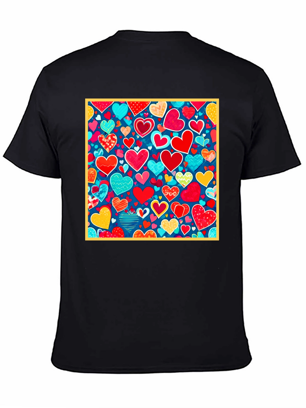 Heart Pattern Black T-Shirt - Valentines Day Style