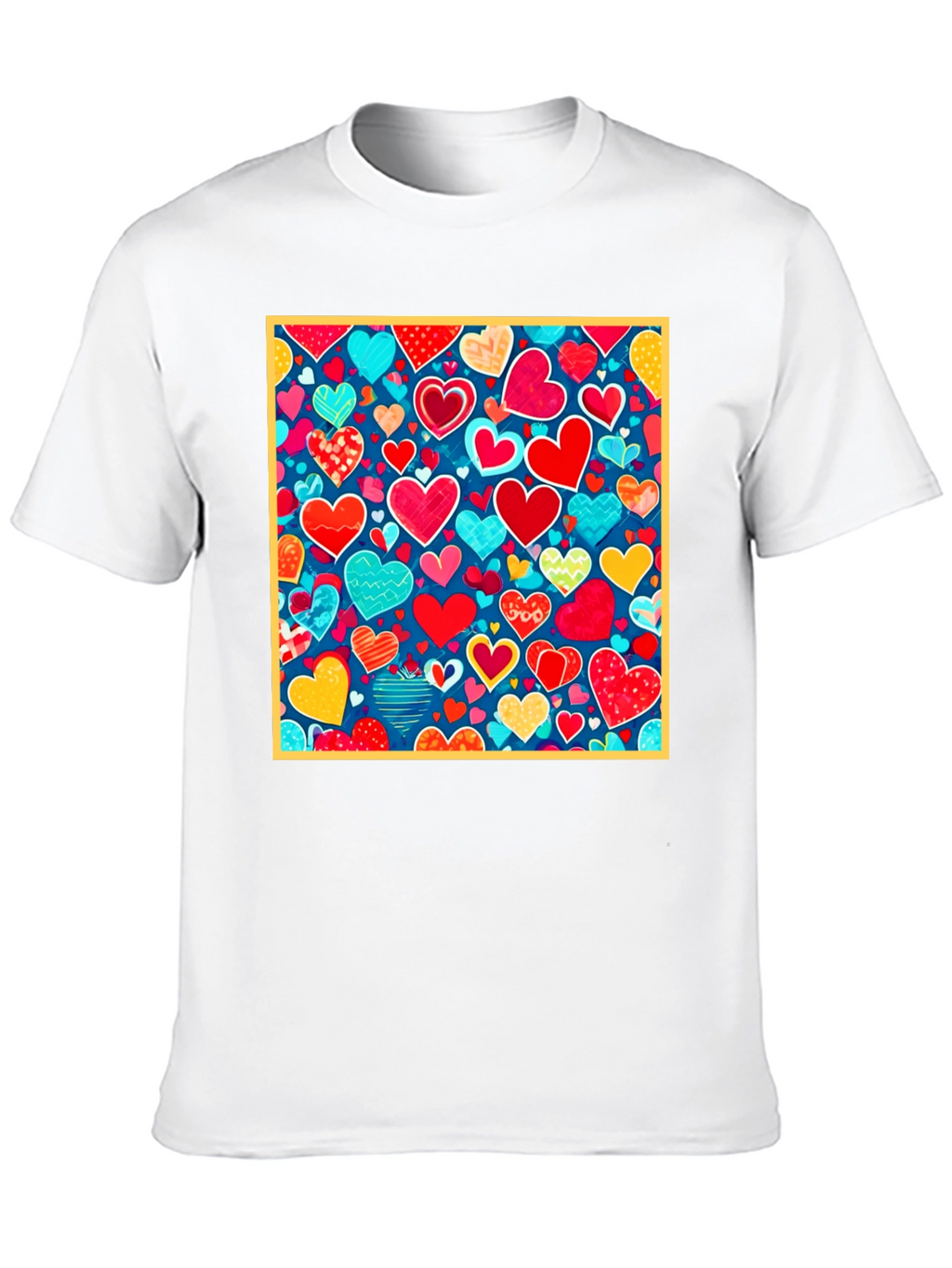Heart Pattern Black T-Shirt - Valentines Day Style
