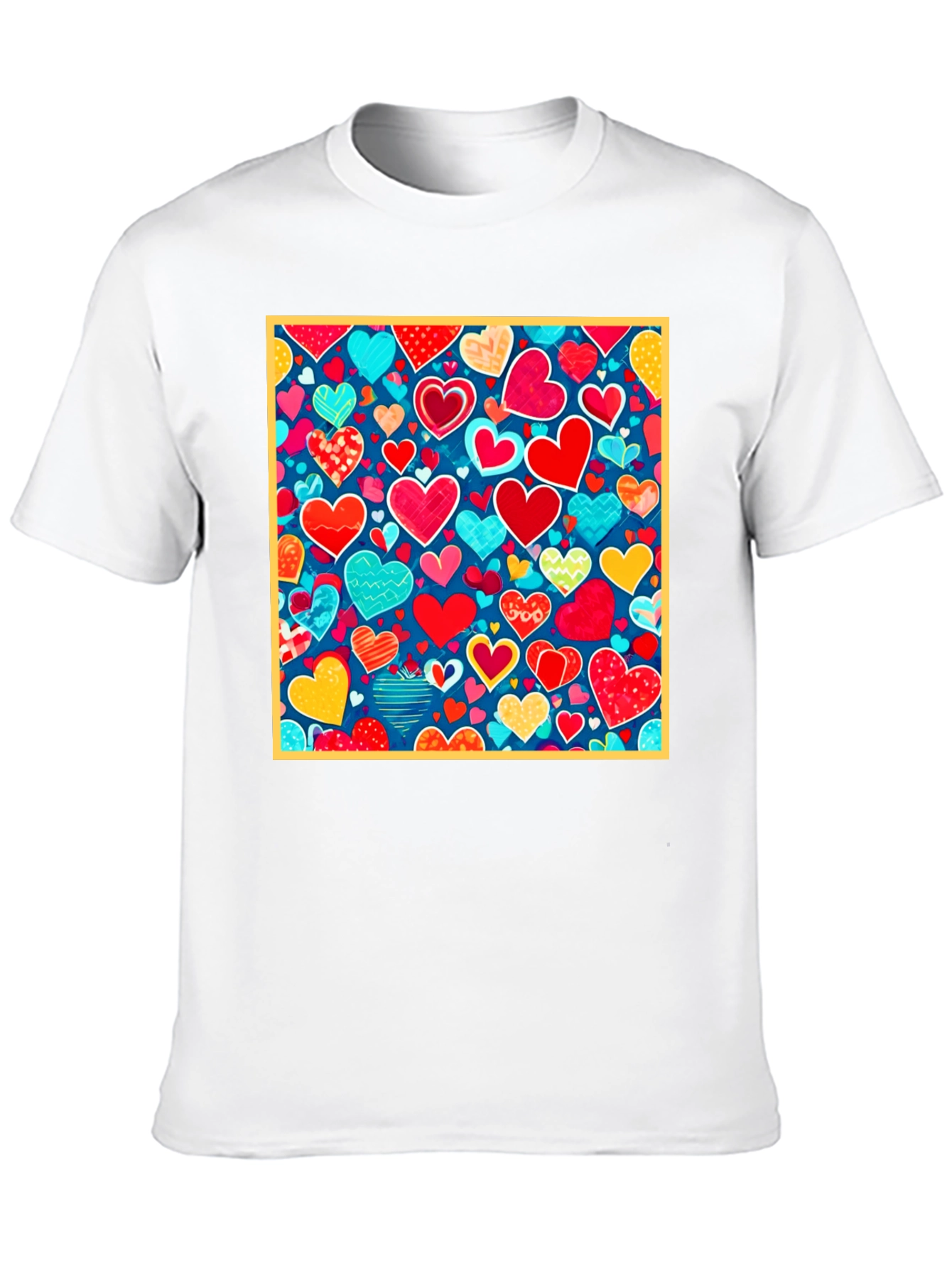 Heart Pattern Black T-Shirt - Valentines Day Style