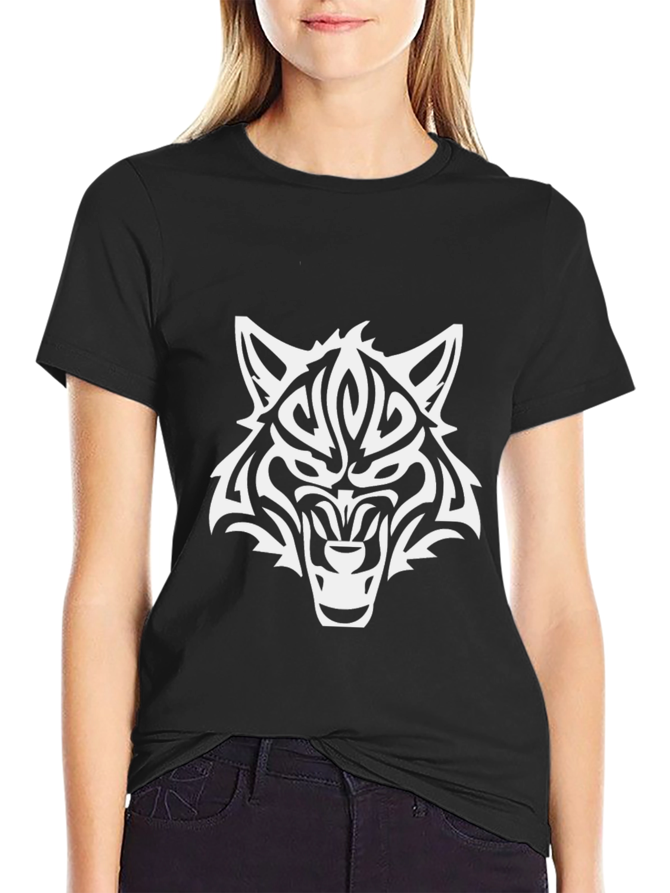 Mens Wolf Graphic Tee - Tribal Style