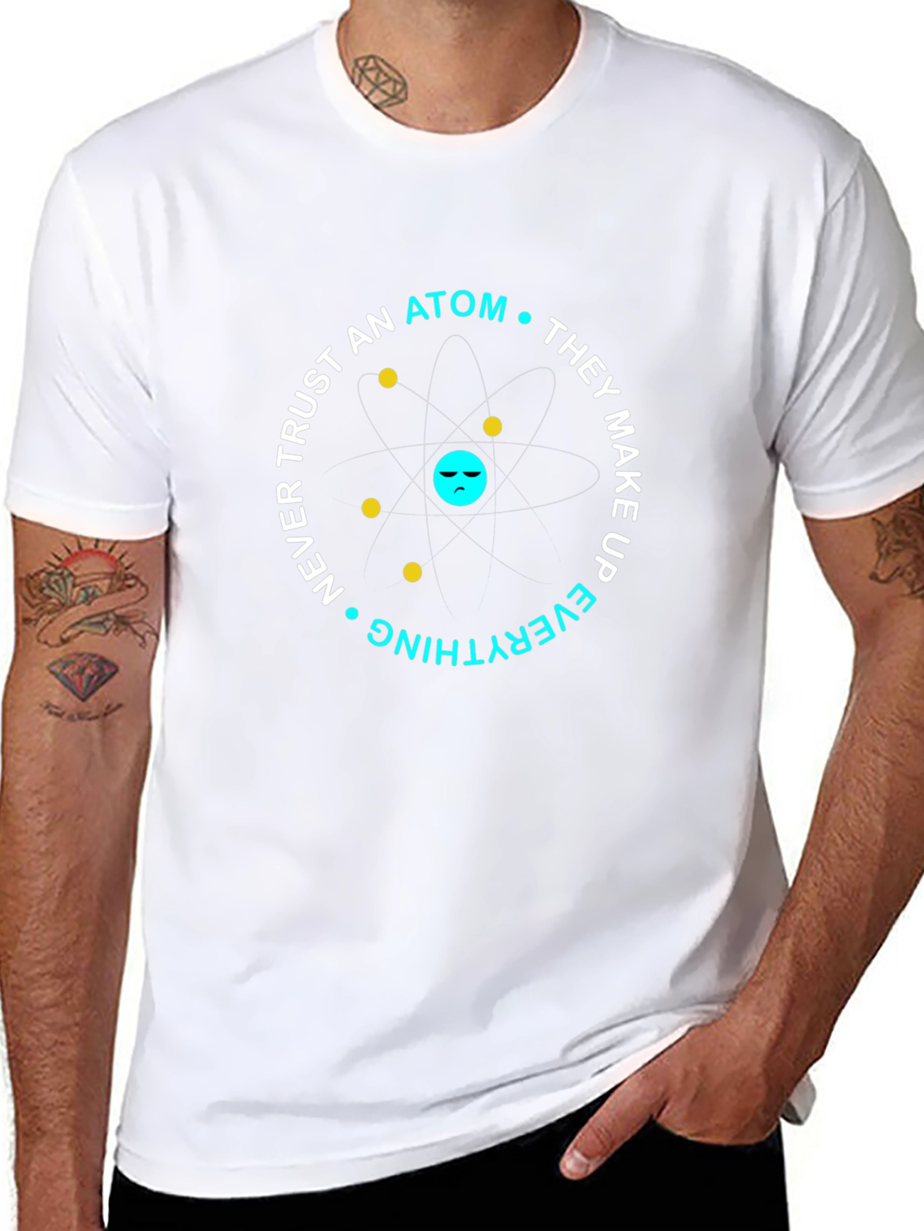 Funny Science Atom T-Shirt - Dont Trust Atoms