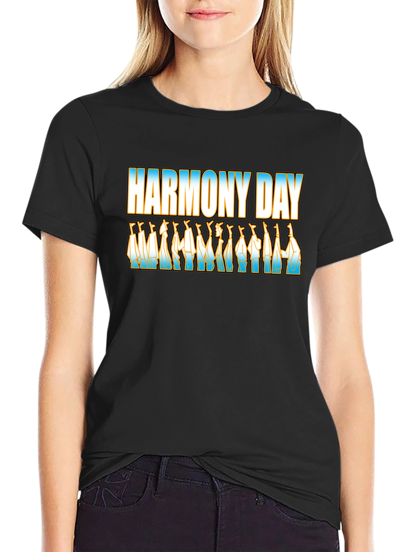 Harmony Day Black T-Shirt with Cultural Design