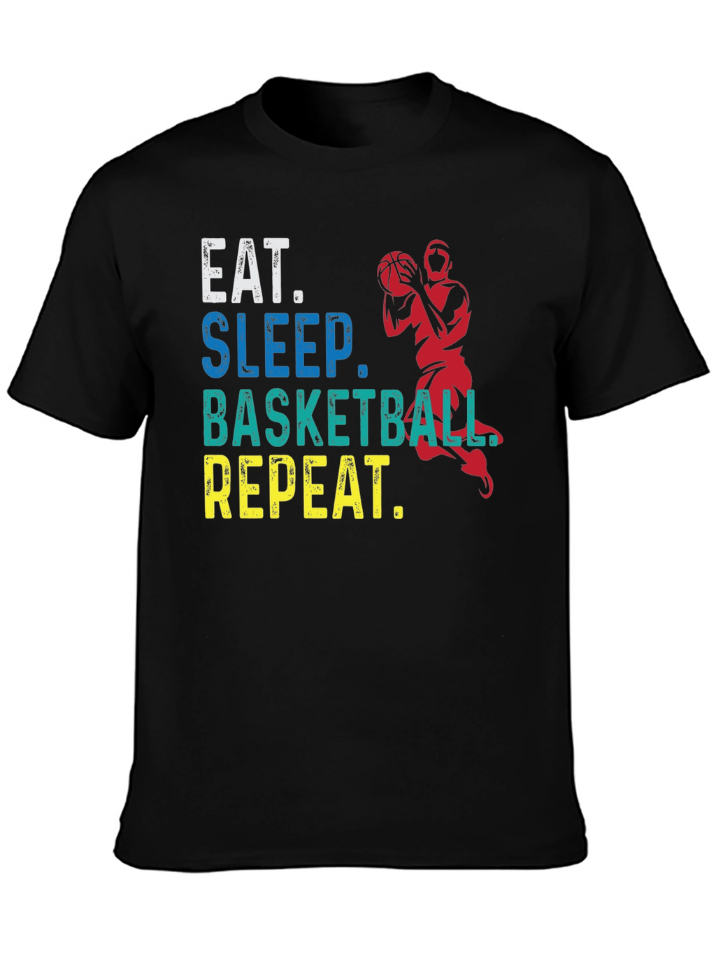 Eat Sleep Basketball Repeat Black Graphic Tee