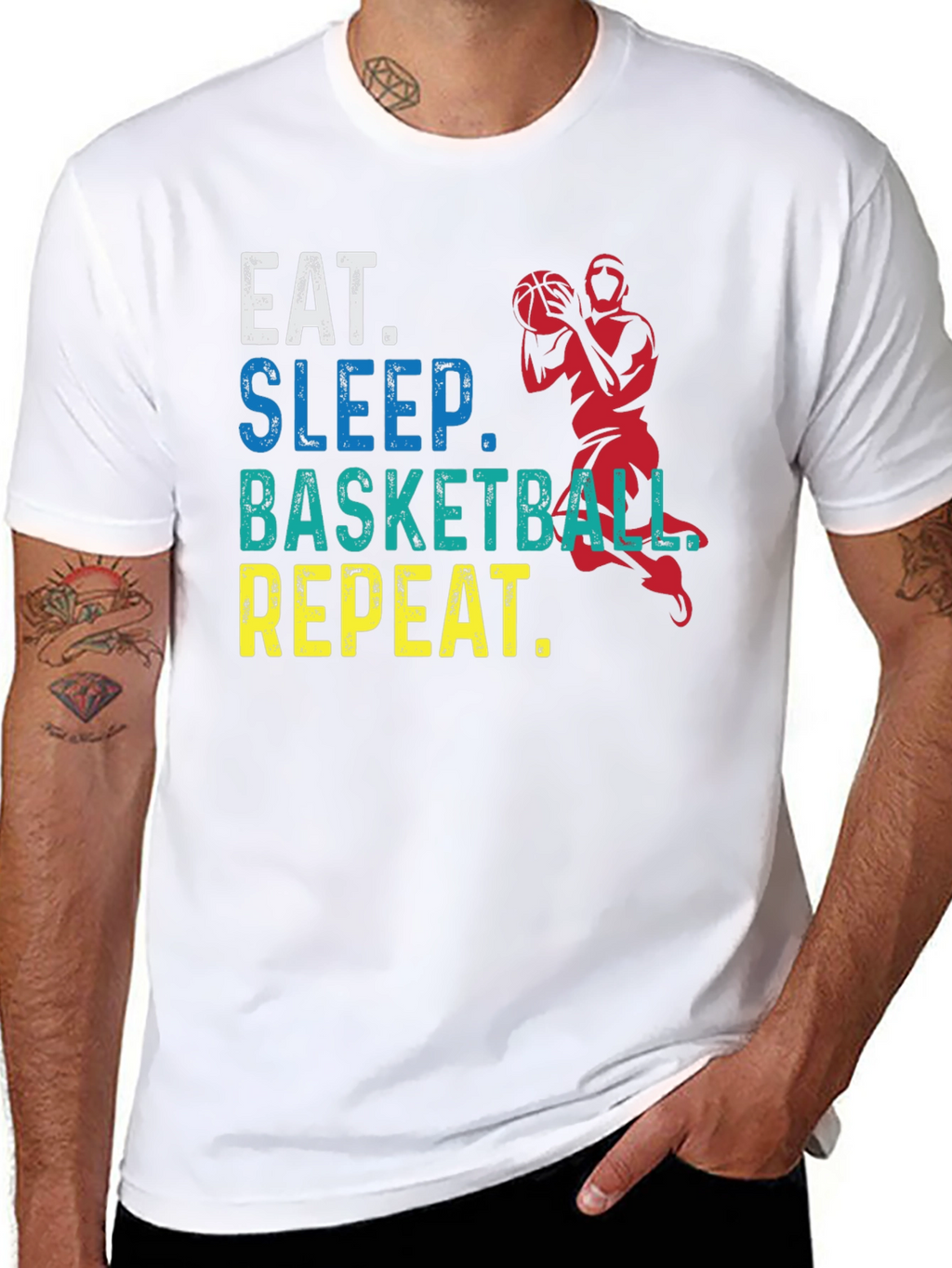Eat Sleep Basketball Repeat Black Graphic Tee