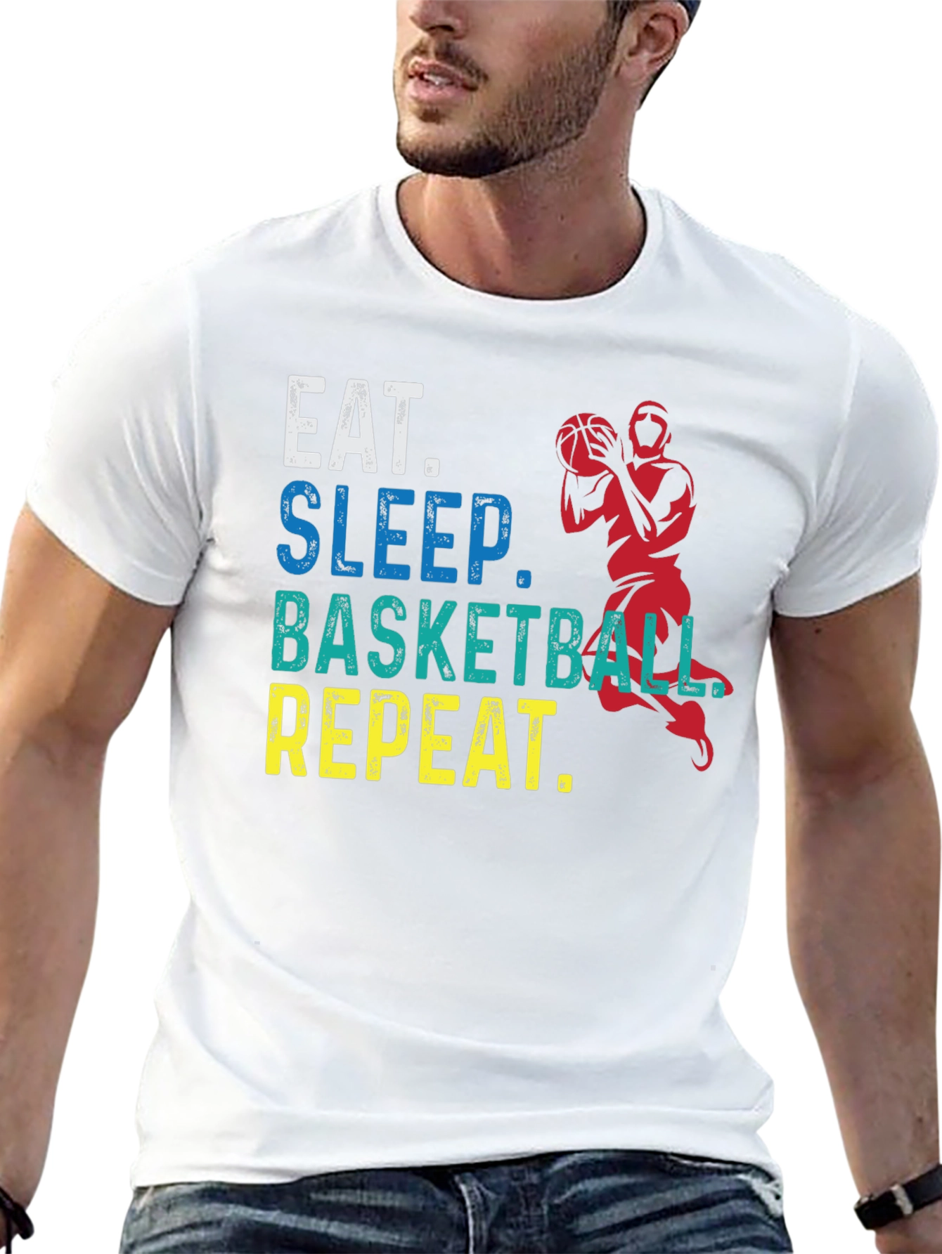Eat Sleep Basketball Repeat Black Graphic Tee