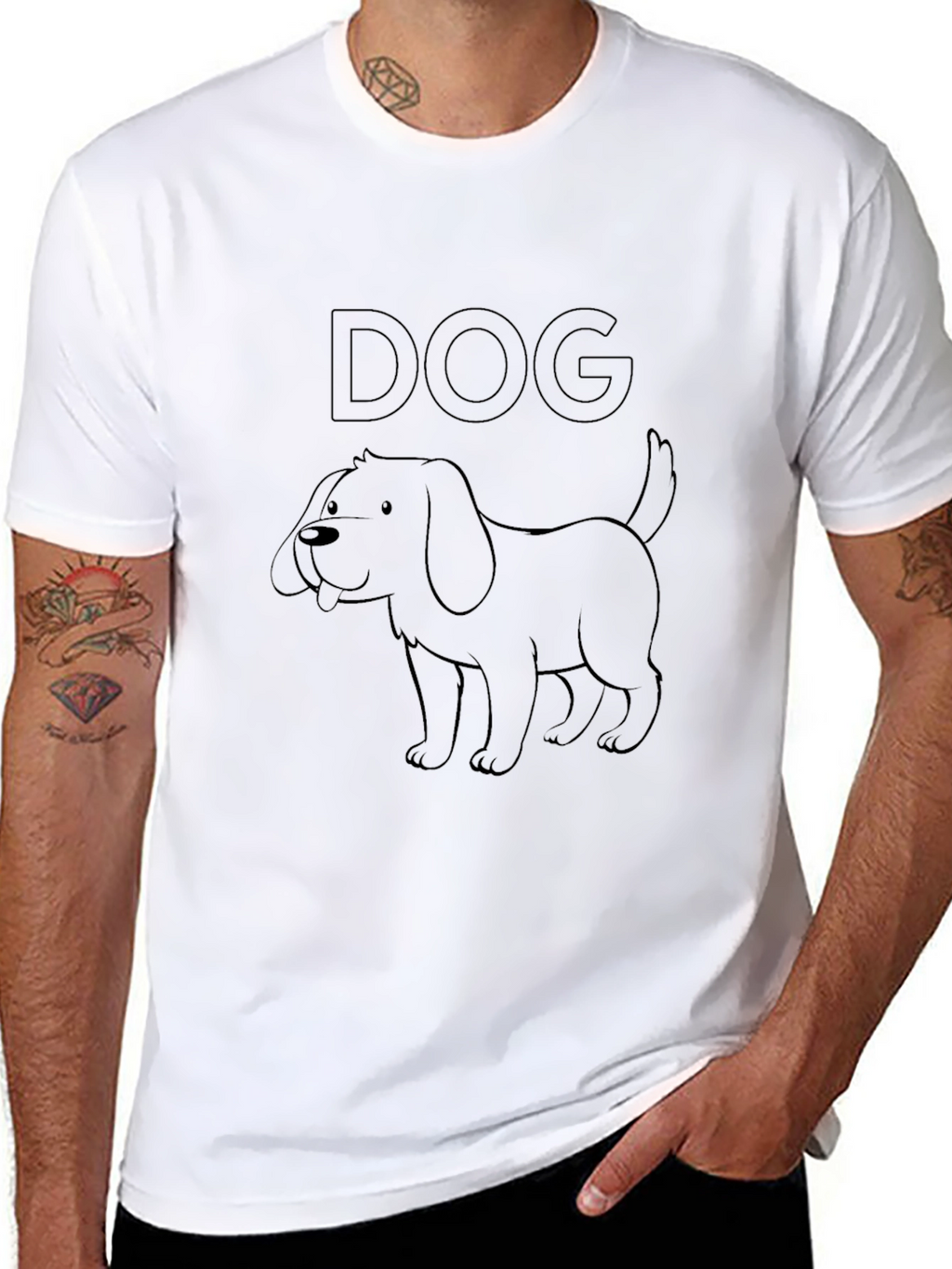 Dog Graphic T-Shirt - Casual Black Tee
