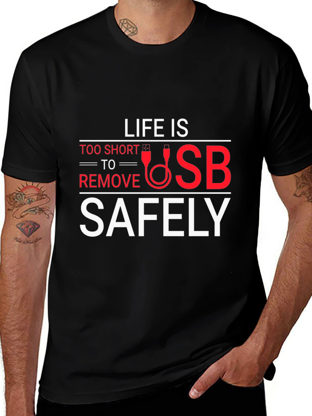 Life is Too Short USB Funny Graphic Tee