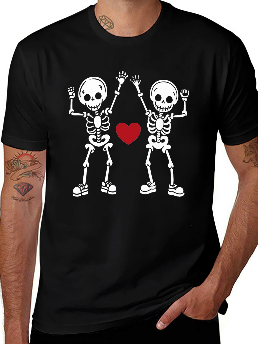 Skeleton Love Graphic Tee - Black T-Shirt