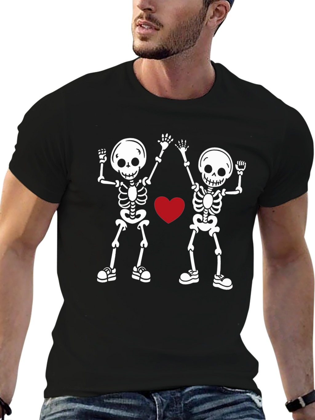 Skeleton Love Graphic Tee - Black T-Shirt