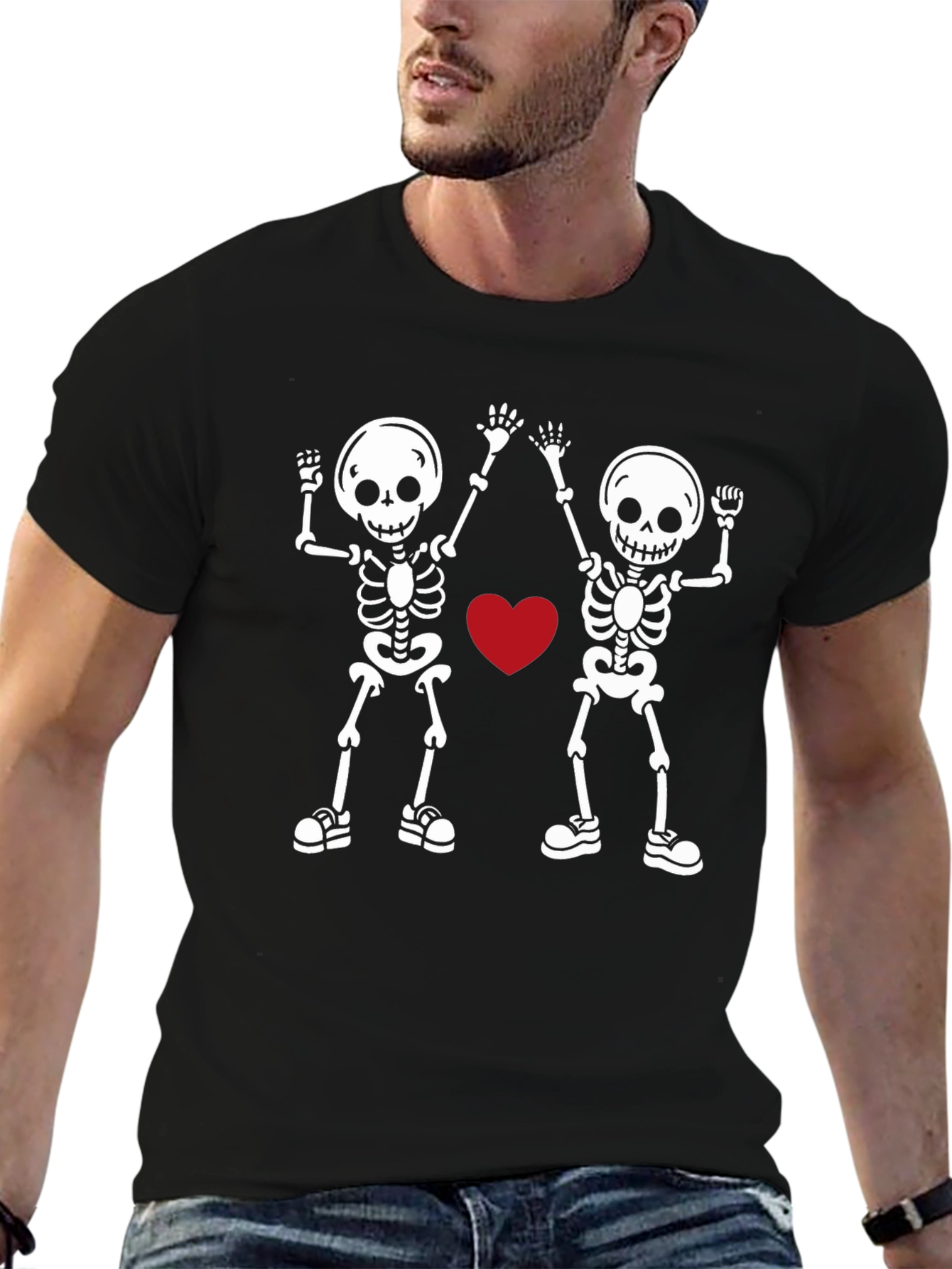 Skeleton Love Graphic Tee - Black T-Shirt