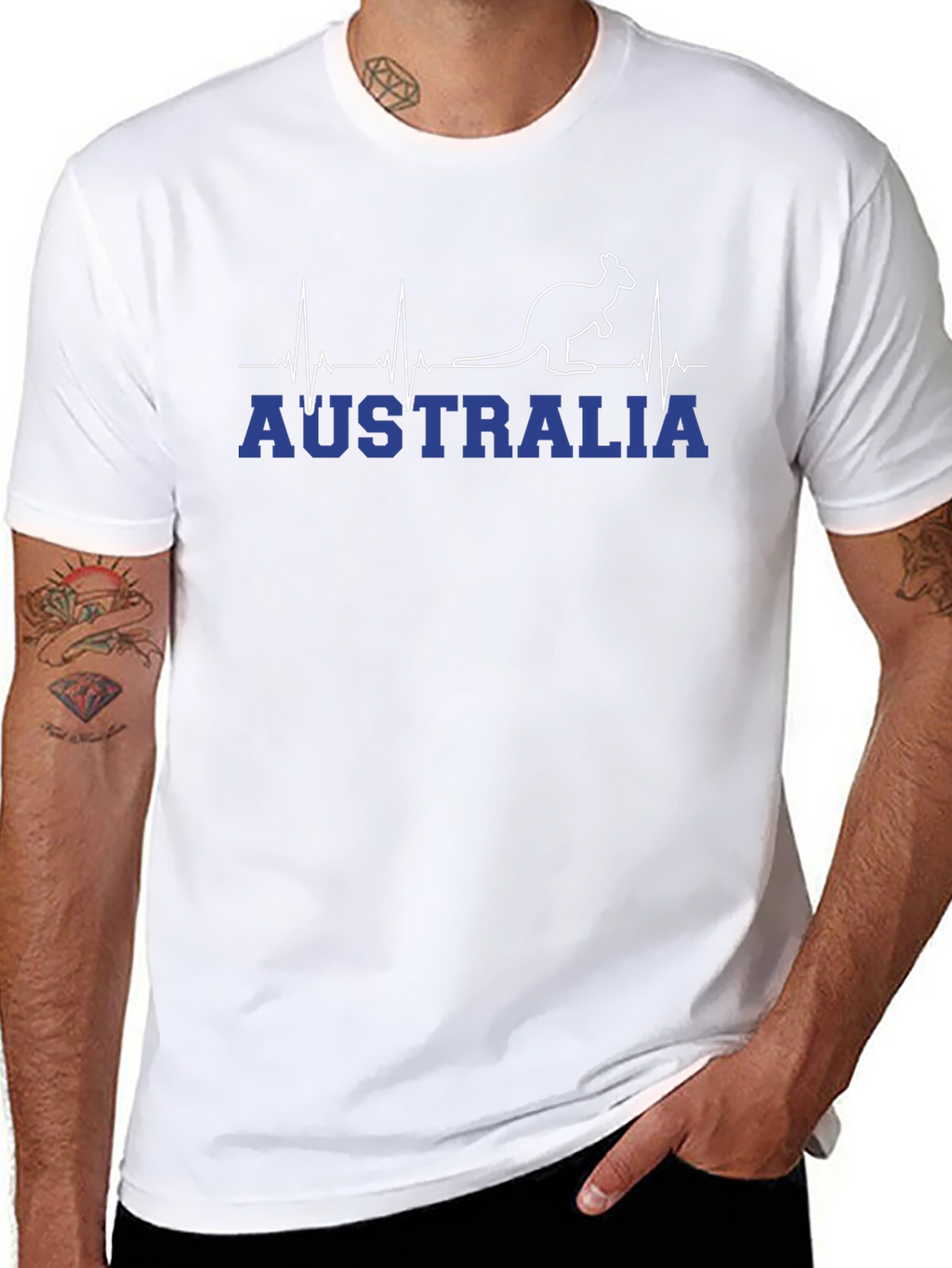 Australia Kangaroo Heartbeat Graphic T-Shirt