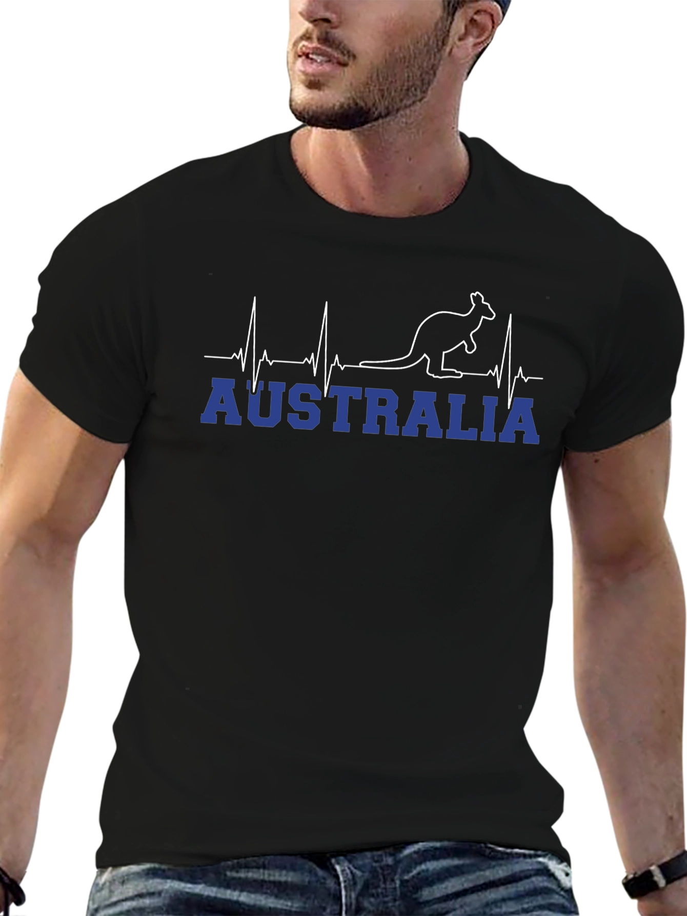 Australia Kangaroo Heartbeat Graphic T-Shirt