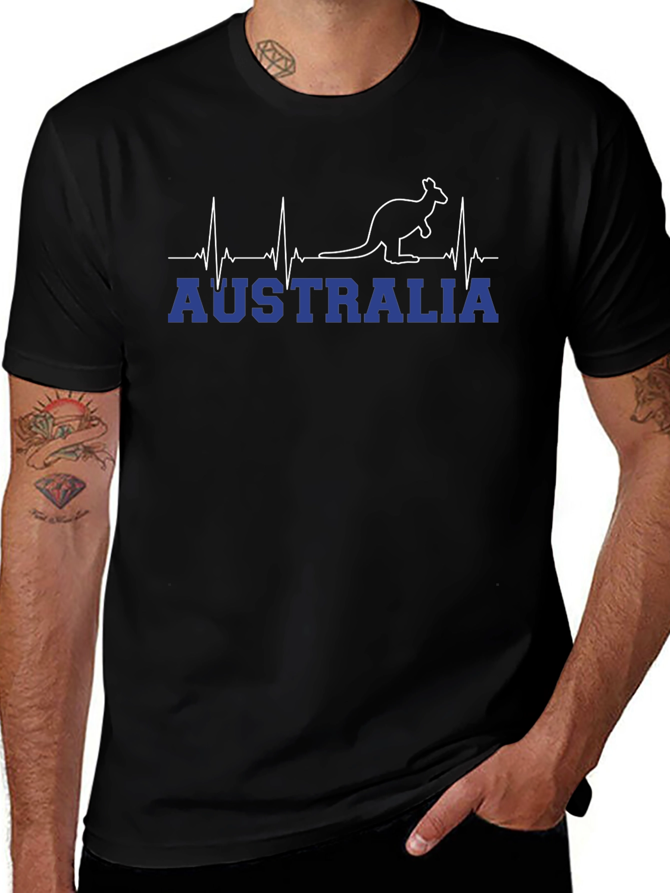 Australia Kangaroo Heartbeat Graphic T-Shirt