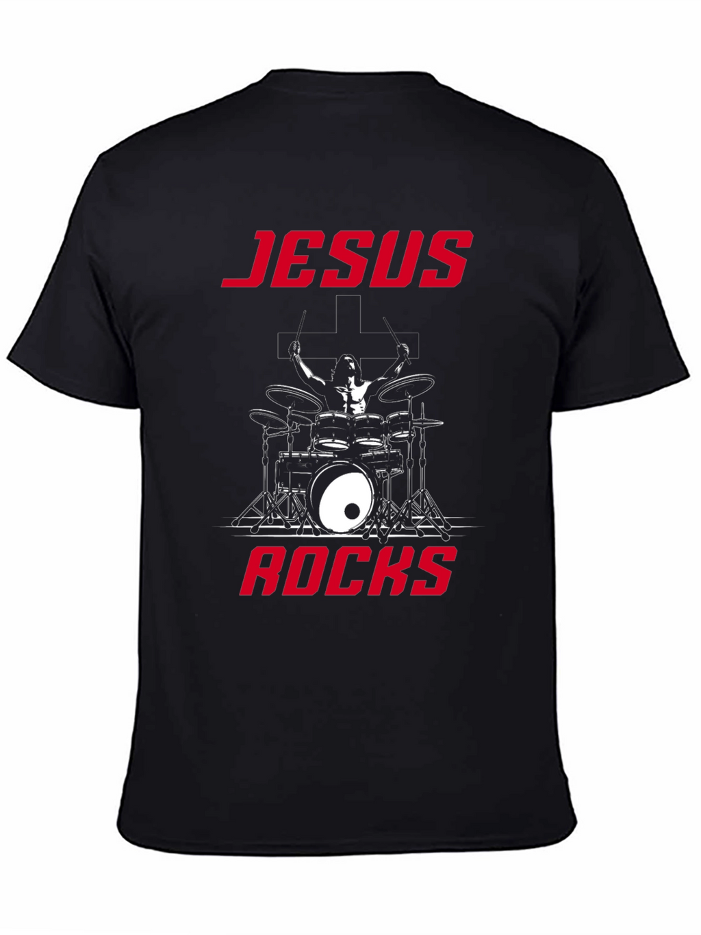 Jesus Rocks Drummer Graphic T-Shirt