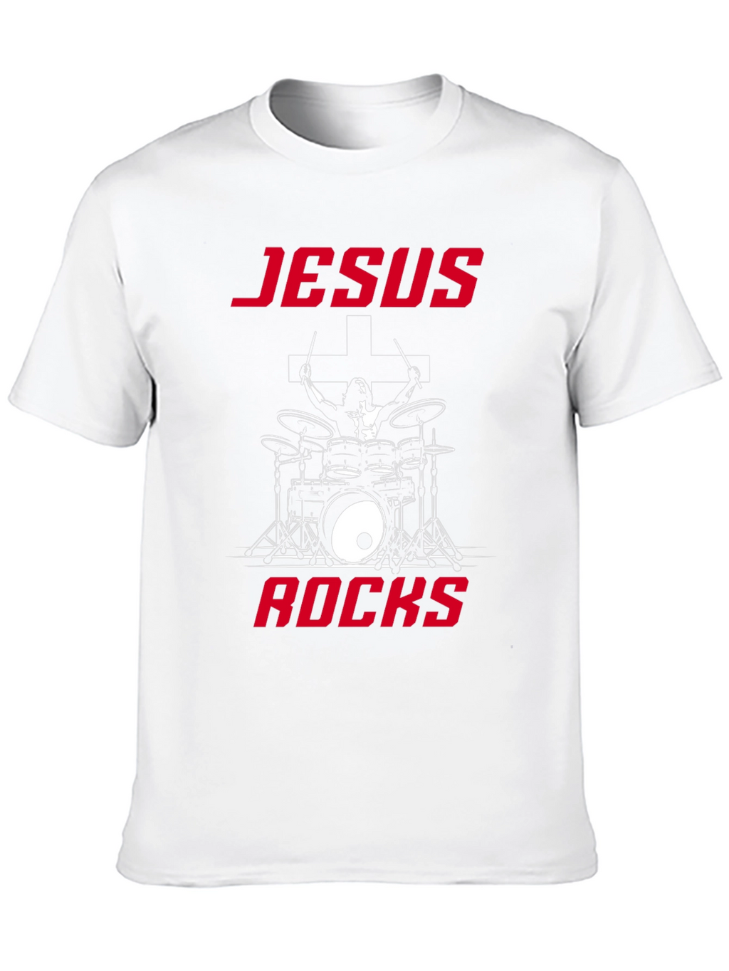 Jesus Rocks Drummer Graphic T-Shirt