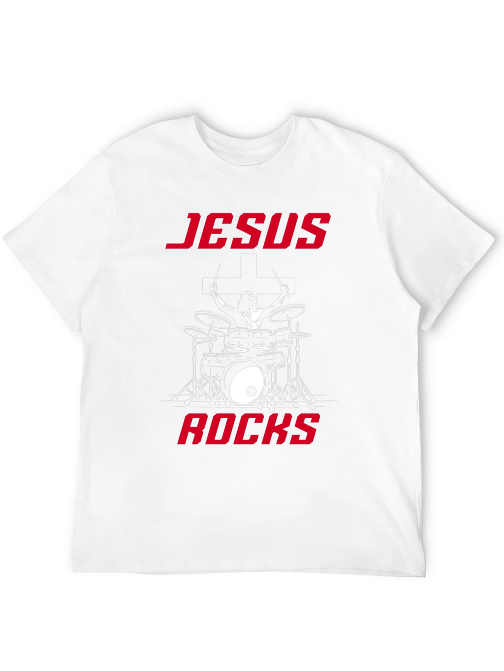 Jesus Rocks Drummer Graphic T-Shirt