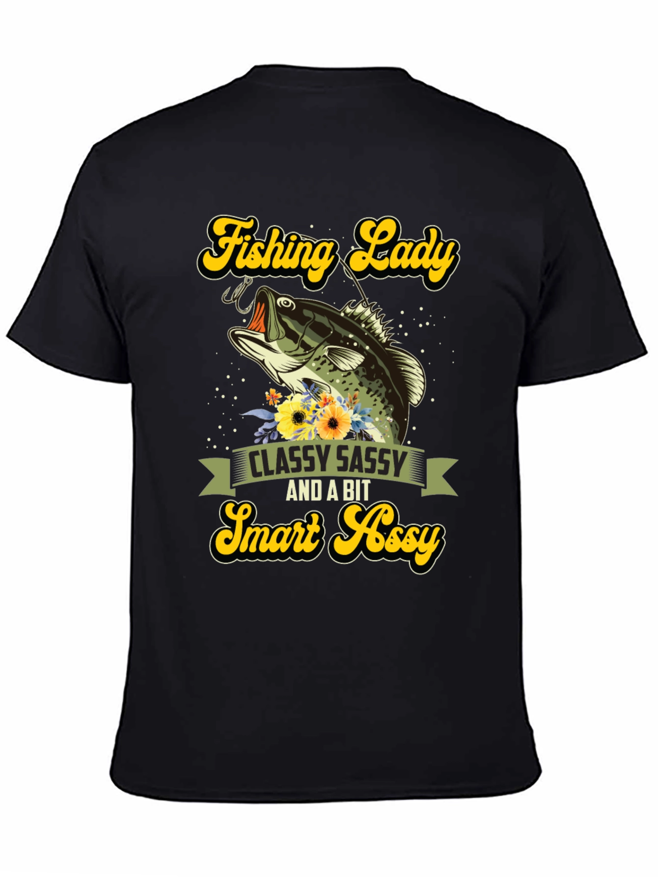 Fishing Lady Graphic Tee - Classy Sassy Smart Assy Black T-Shirt