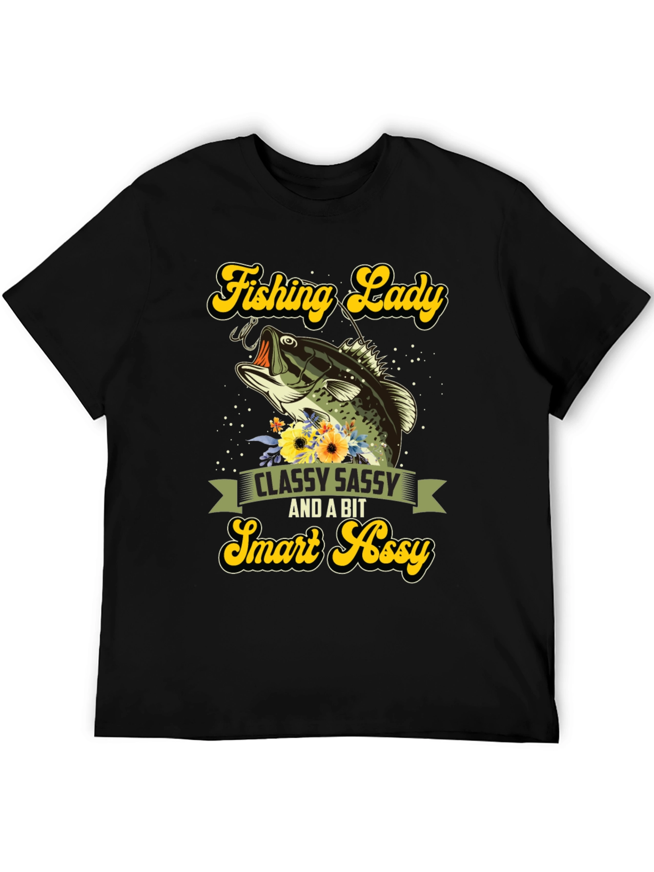 Fishing Lady Graphic Tee - Classy Sassy Smart Assy Black T-Shirt