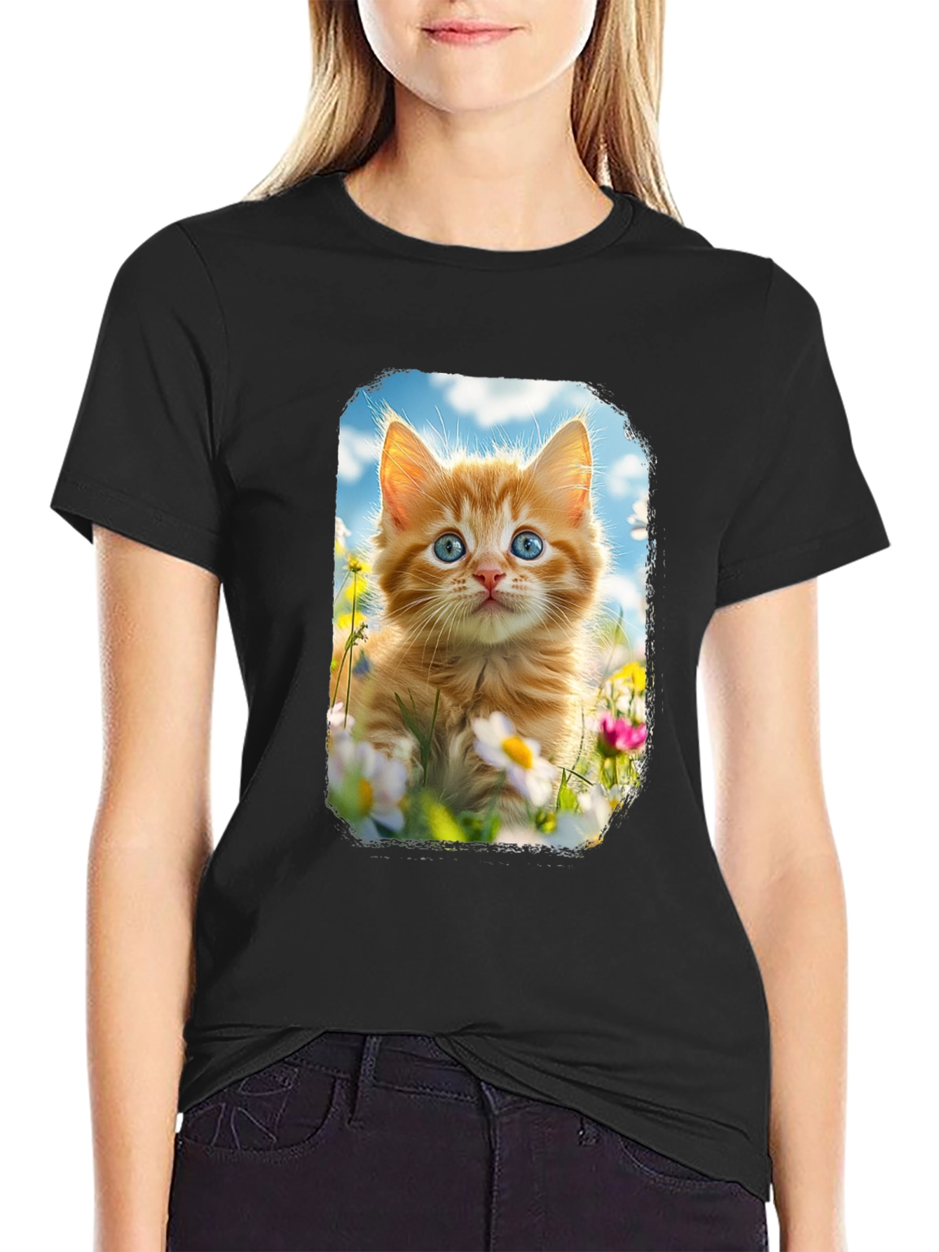Cute Kitten T-Shirt - Unisex Black Tee
