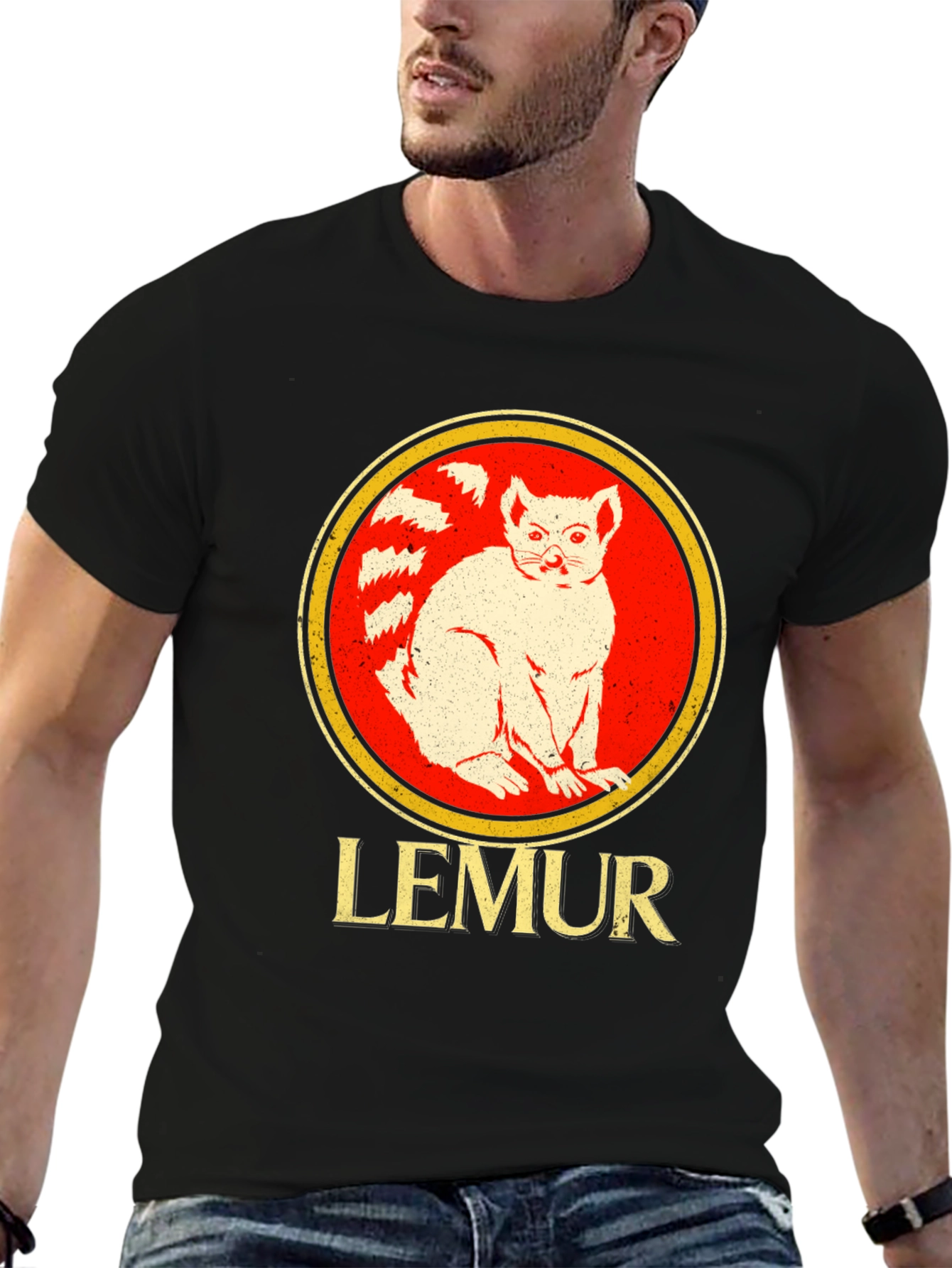 Lemur Graphic Tee - Retro Style Animal T-Shirt
