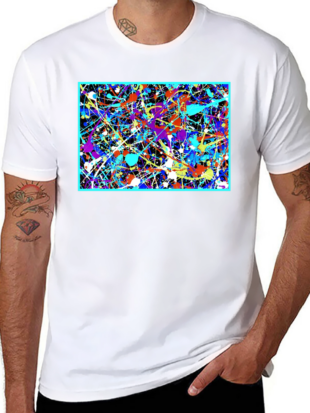 Abstract Art Splatter Print Black T-Shirt