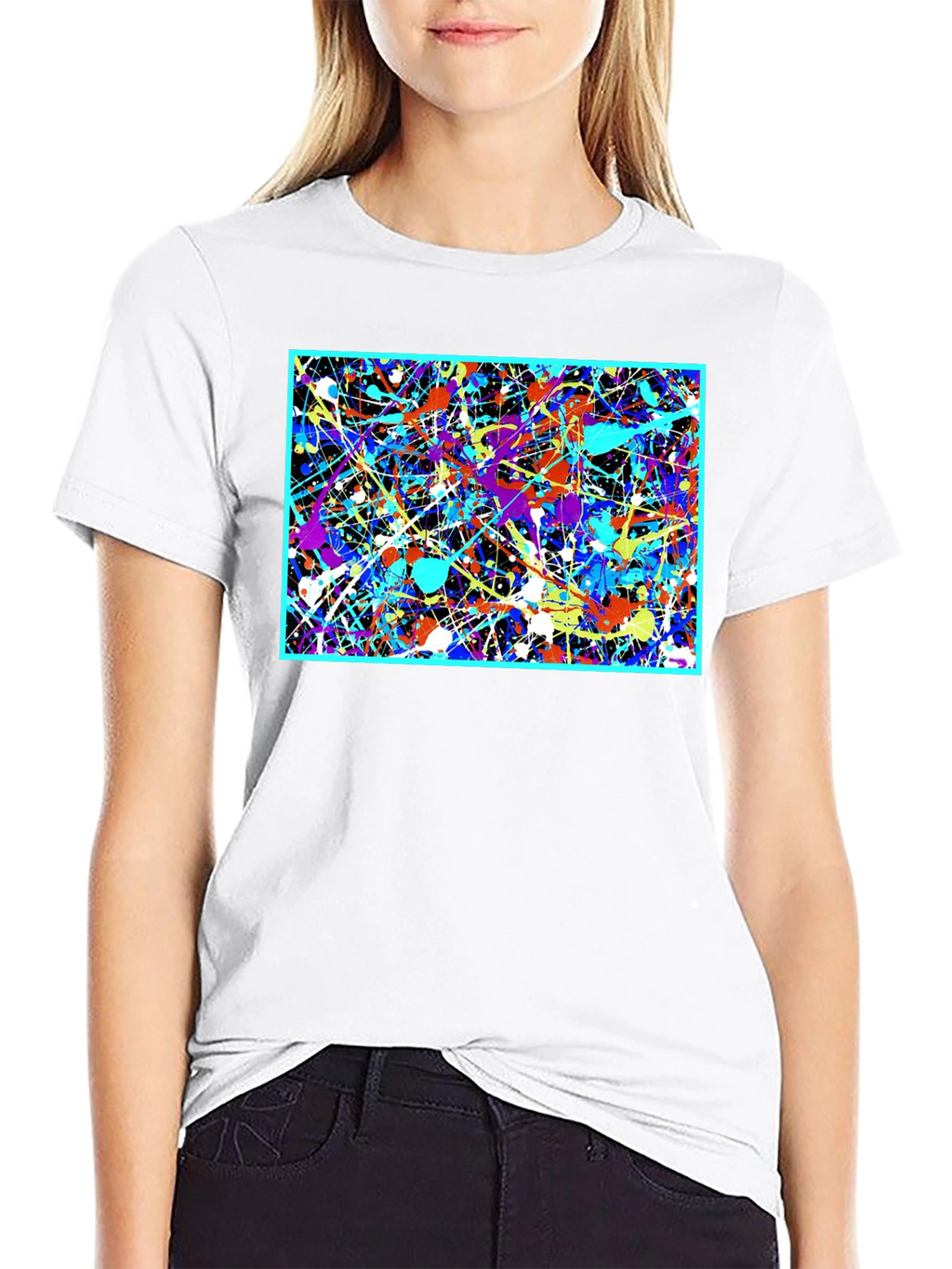 Abstract Art Splatter Print Black T-Shirt