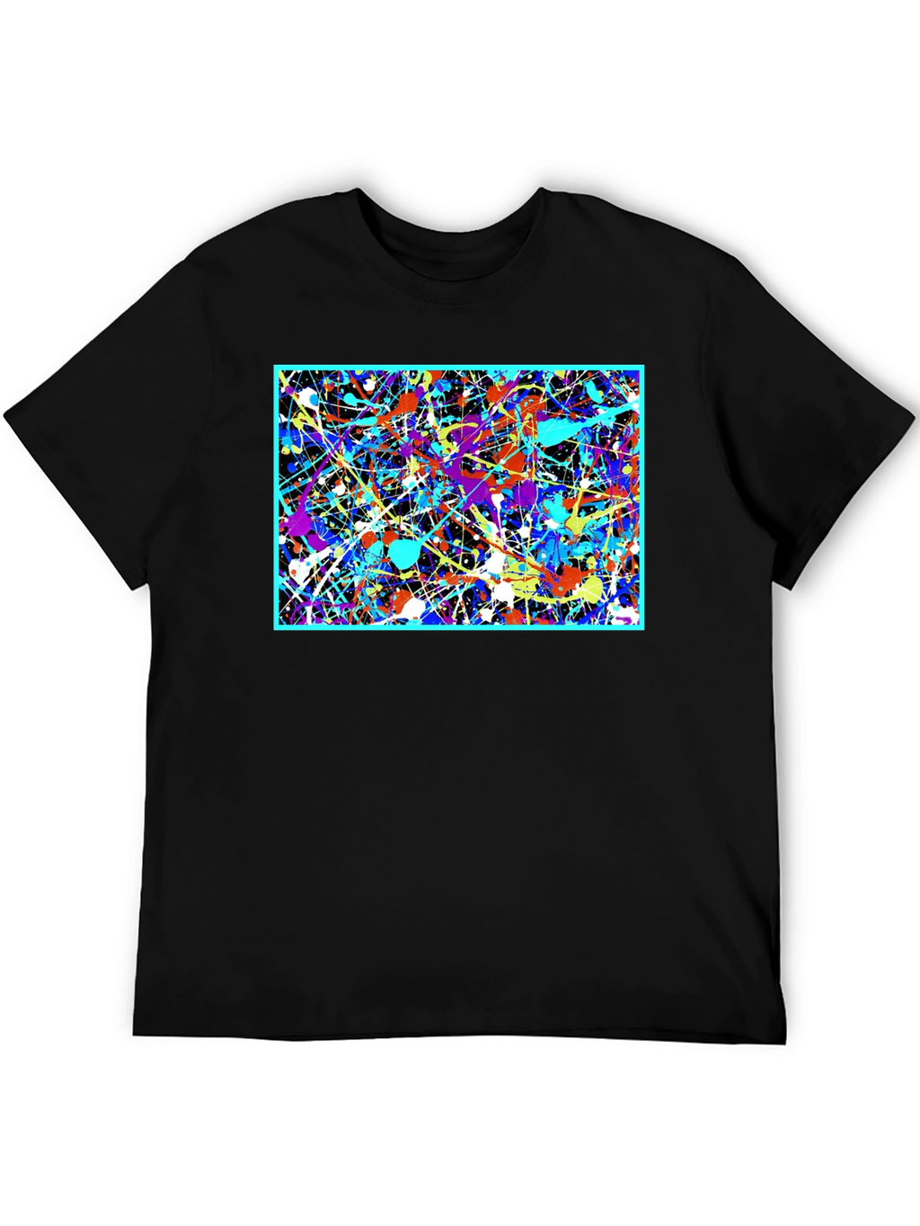 Abstract Art Splatter Print Black T-Shirt