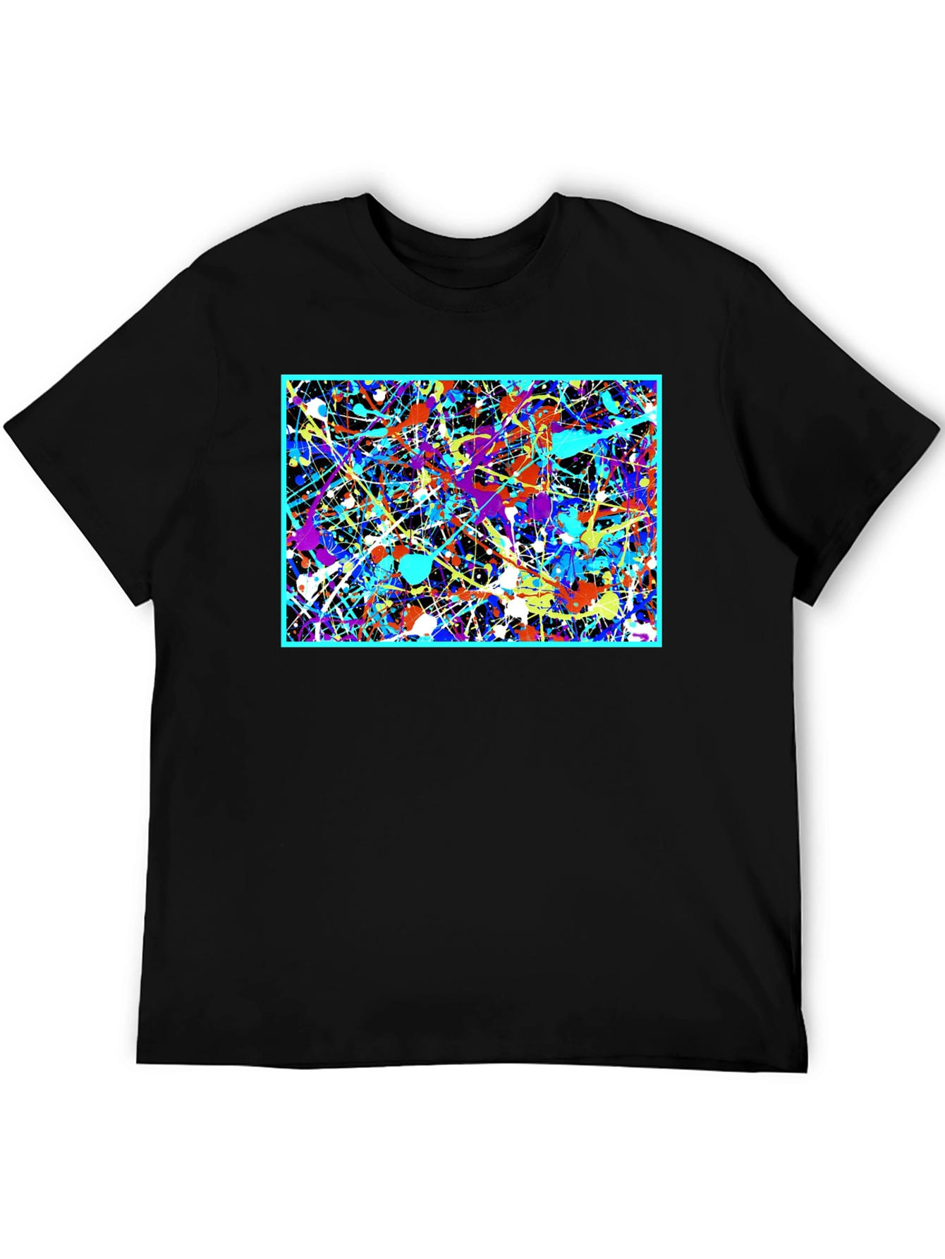 Abstract Art Splatter Print Black T-Shirt