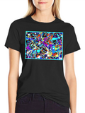 Abstract Art Splatter Print Black T-Shirt