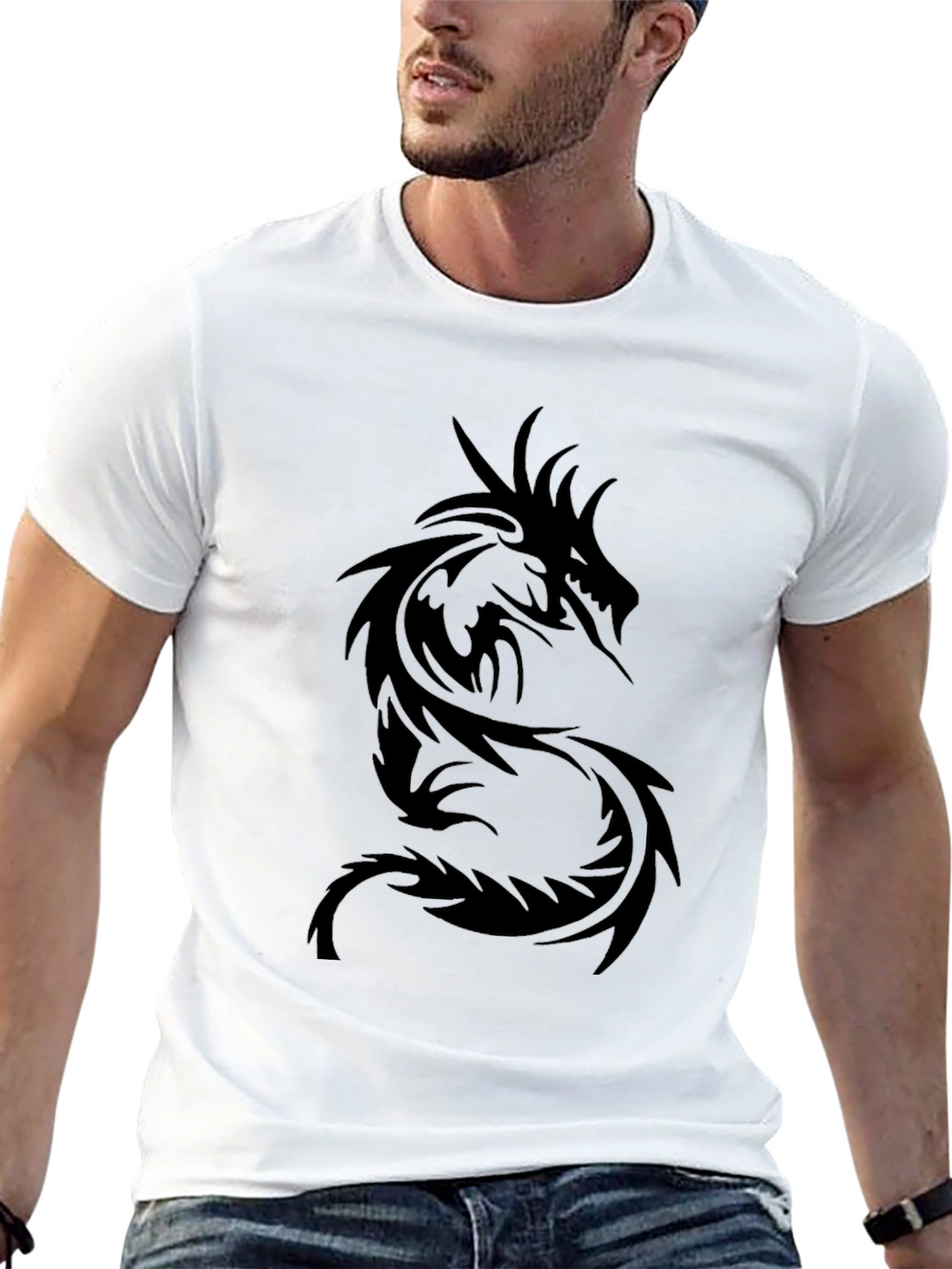 Mens Black Dragon Graphic Tee