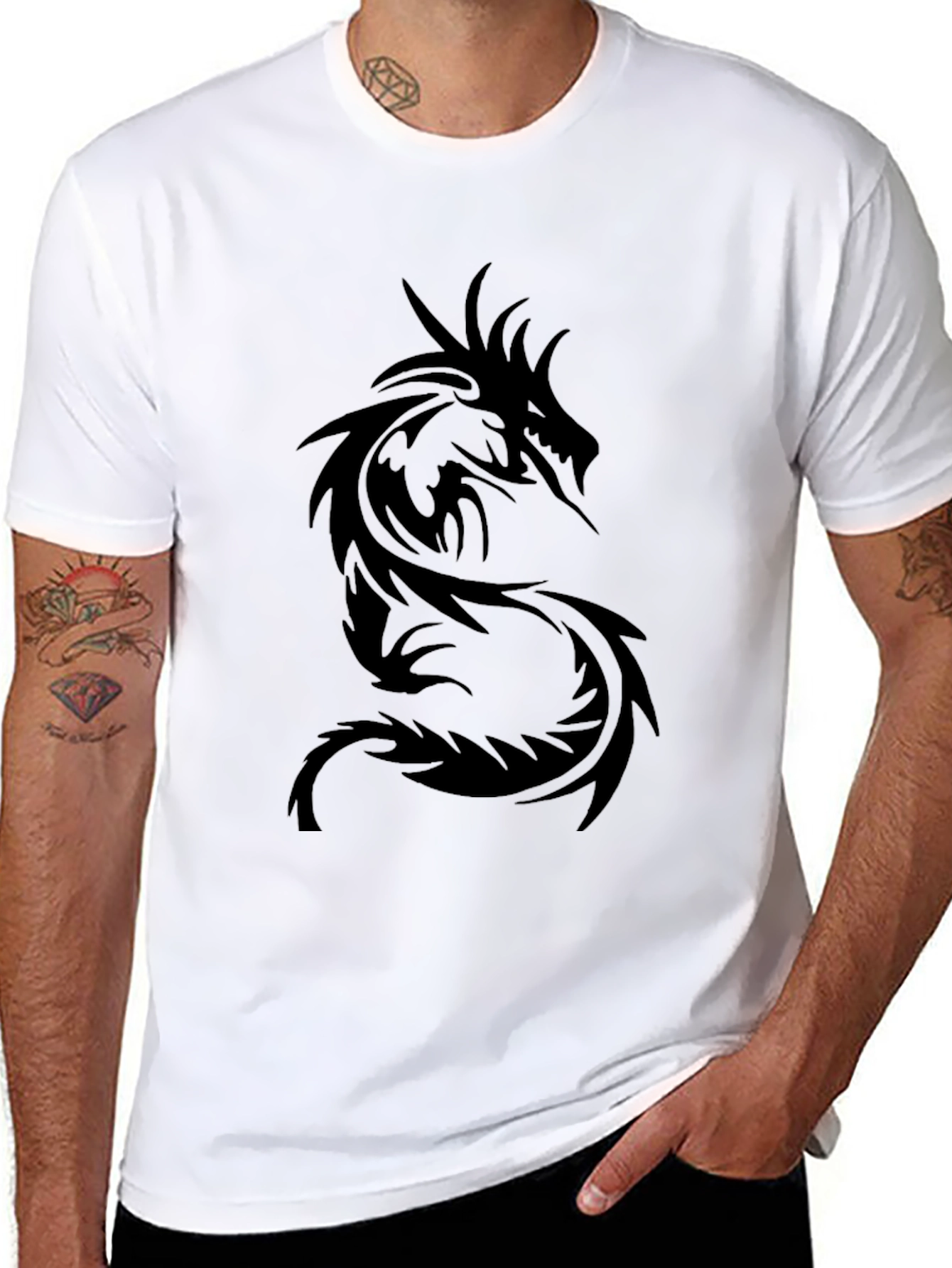 Mens Black Dragon Graphic Tee