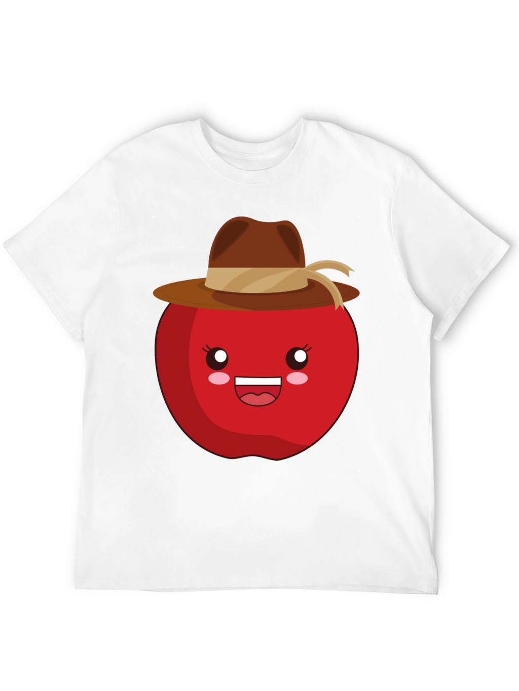 Kawaii Apple with Cowboy Hat Black T-Shirt