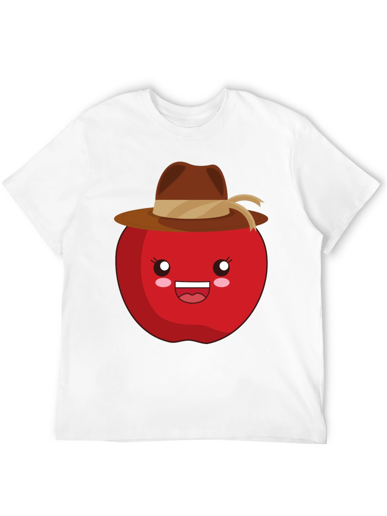 Kawaii Apple with Cowboy Hat Black T-Shirt