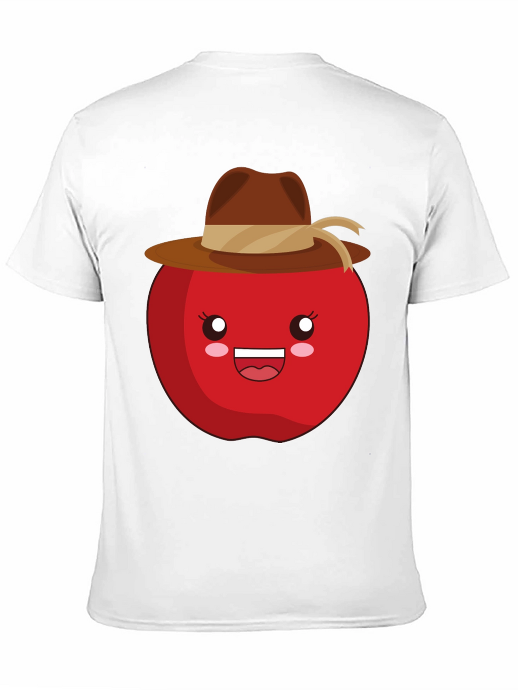 Kawaii Apple with Cowboy Hat Black T-Shirt