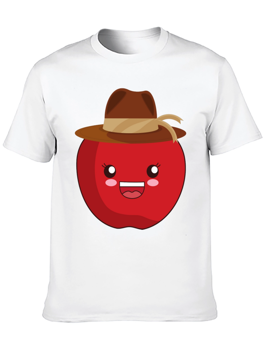 Kawaii Apple with Cowboy Hat Black T-Shirt
