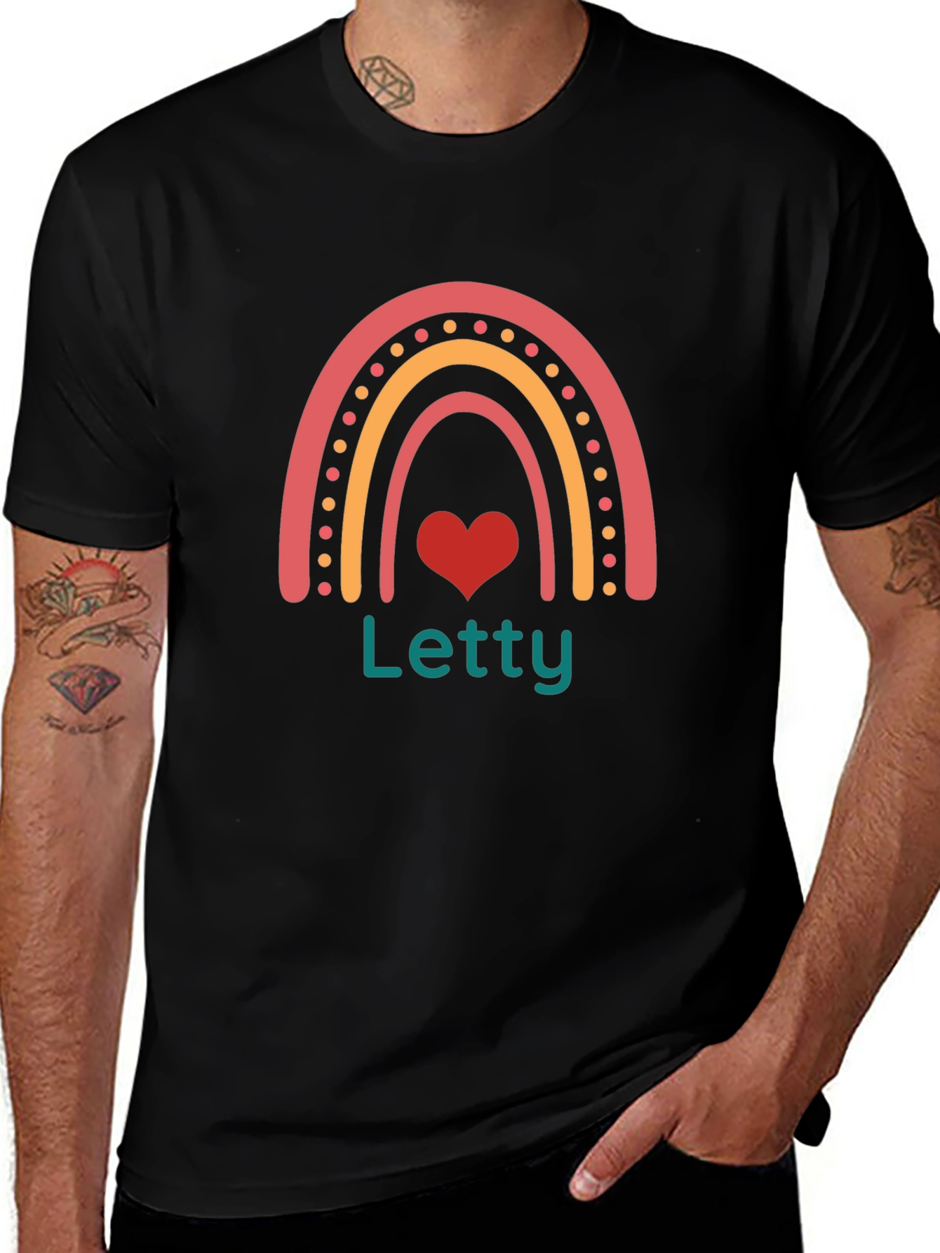 Letty Rainbow Heart Black T-Shirt