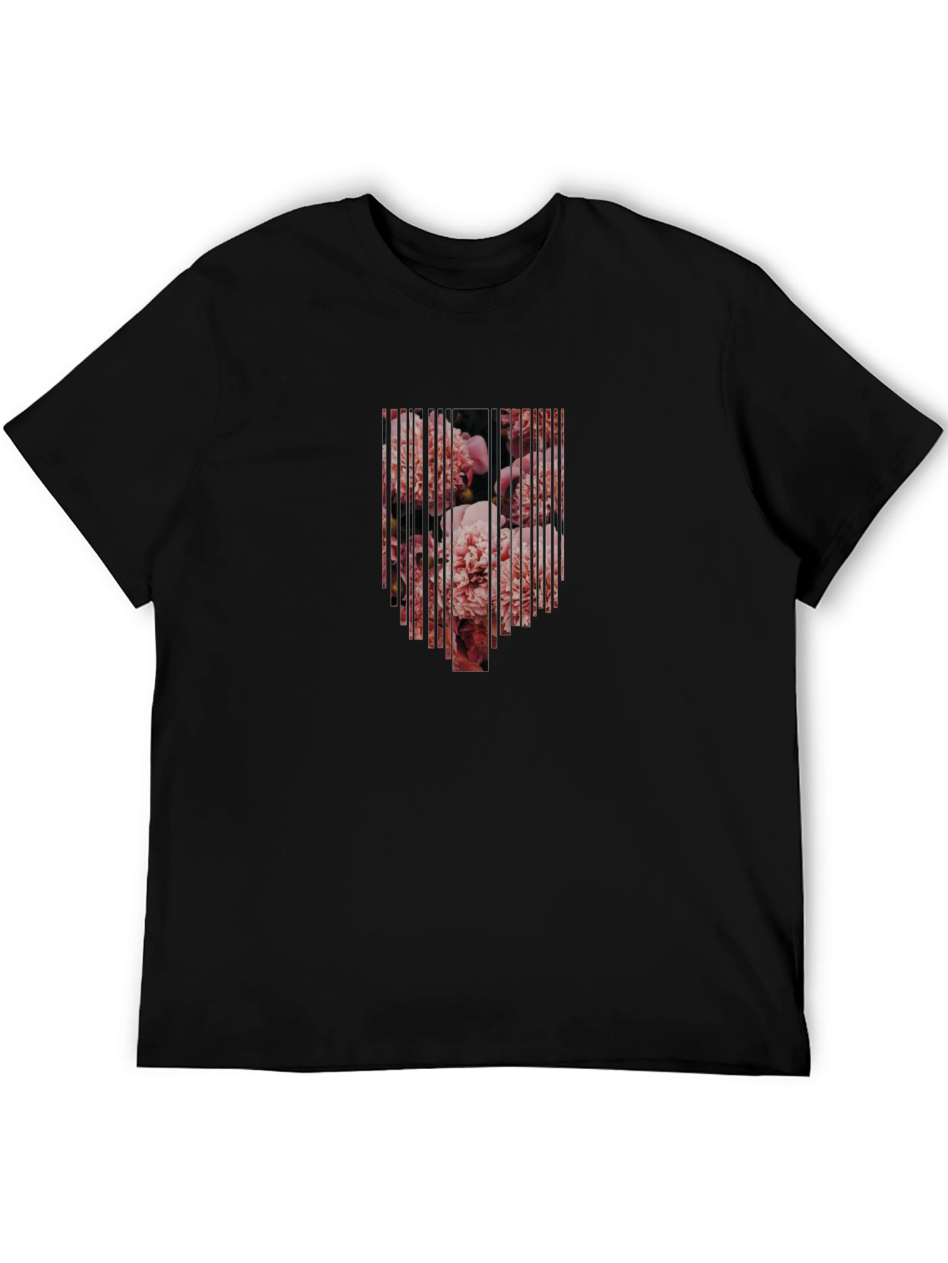 Floral Line Art Graphic Tee - Mens Black T-Shirt