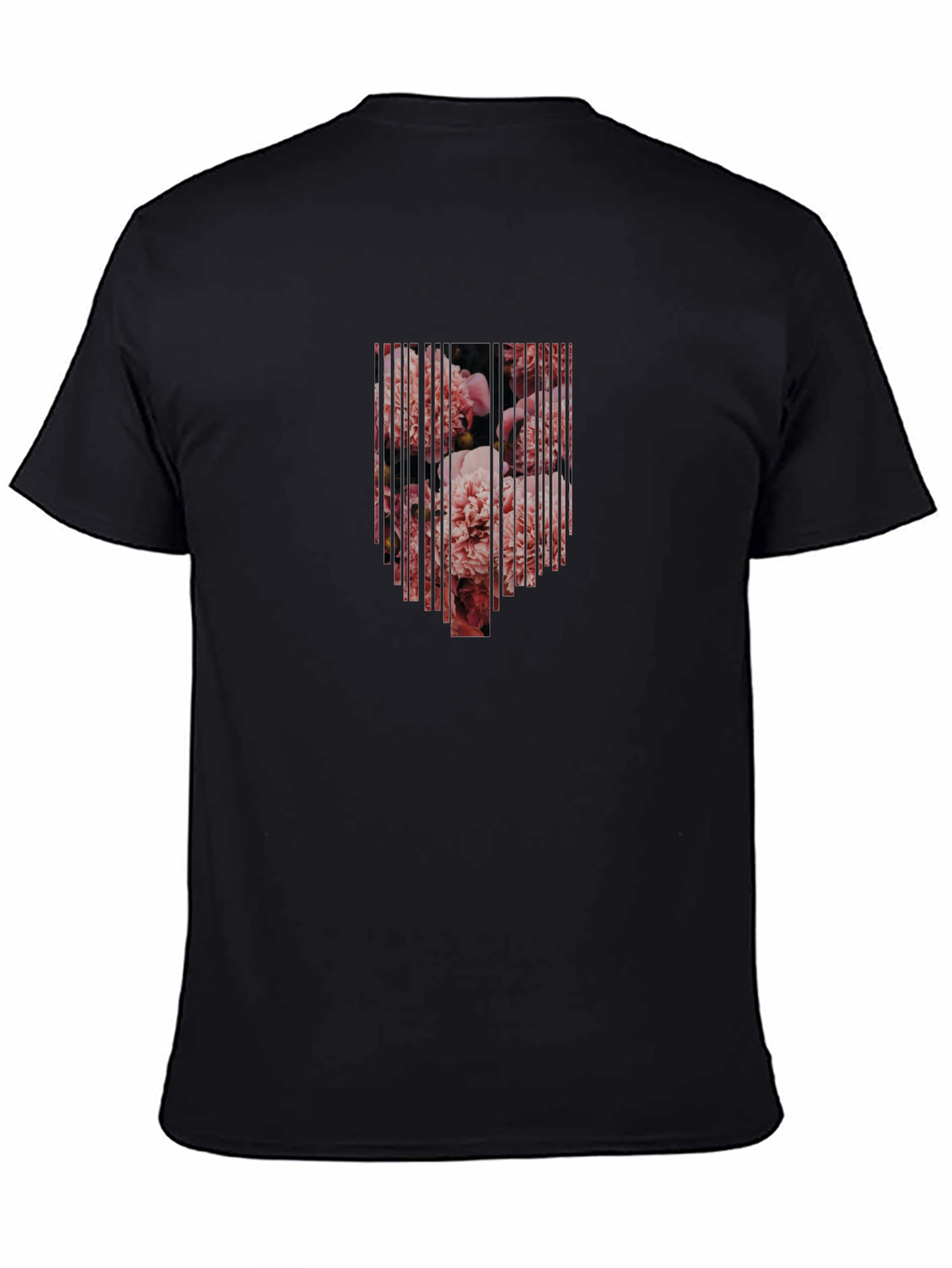 Floral Line Art Graphic Tee - Mens Black T-Shirt