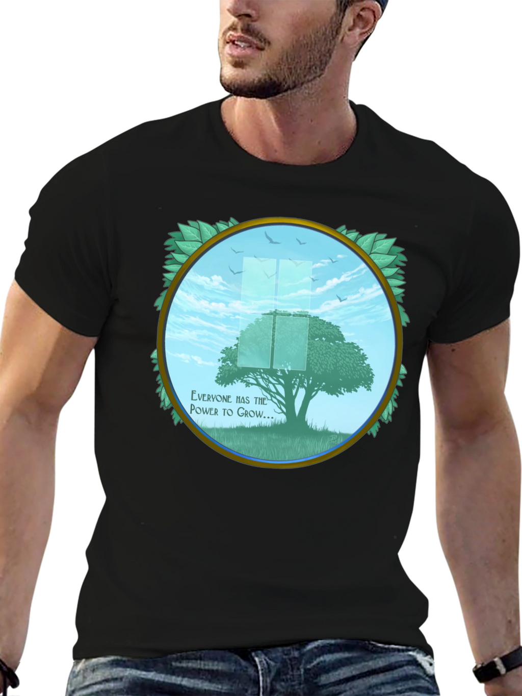 Growth Power Tree Black T-Shirt