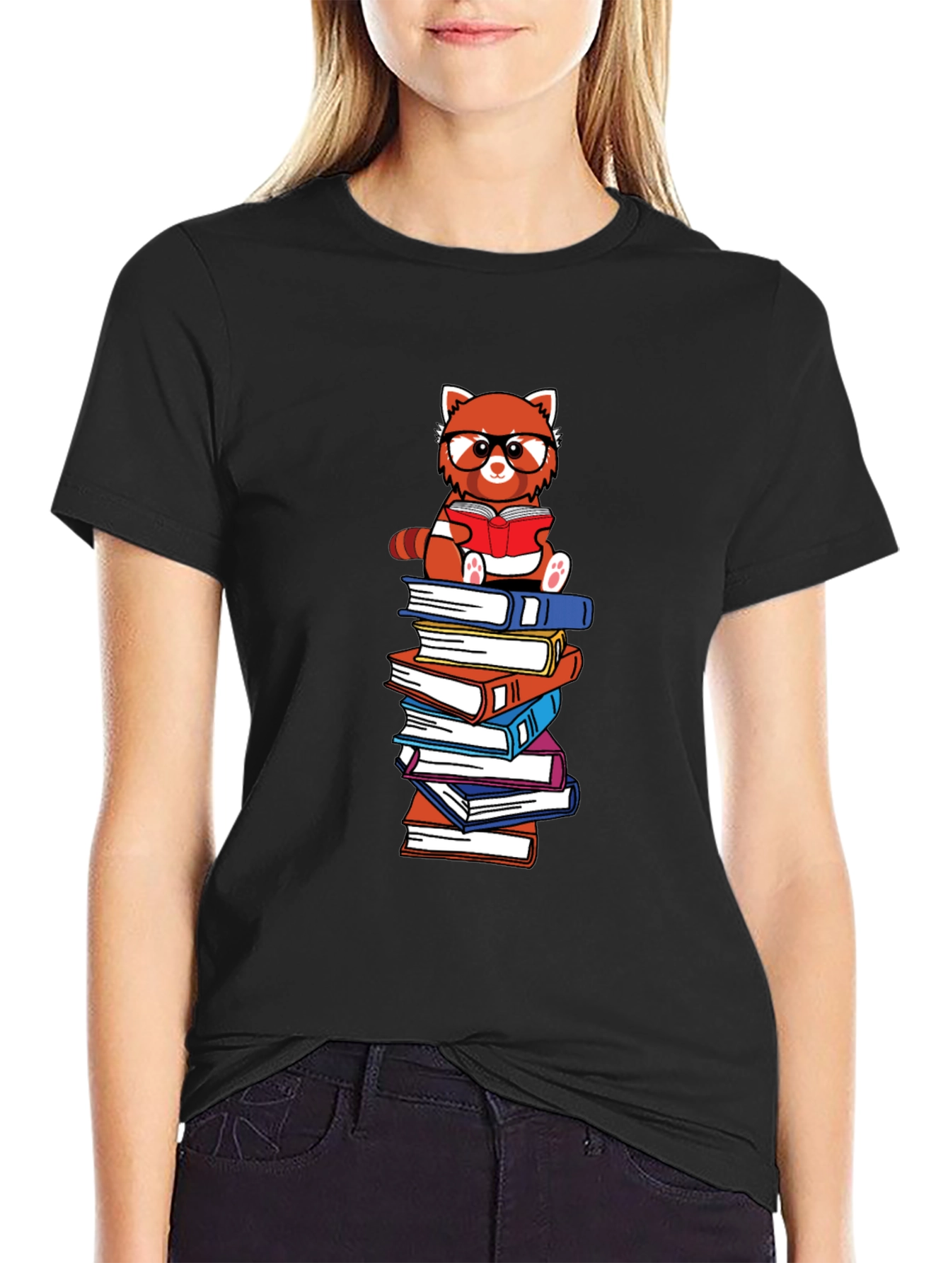 Red Panda Reader Graphic Tee - Book Lover T-Shirt