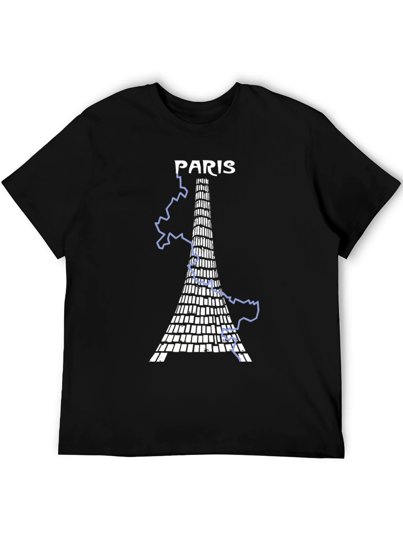 Paris Eiffel Tower Graphic Tee - Black Cotton Blend
