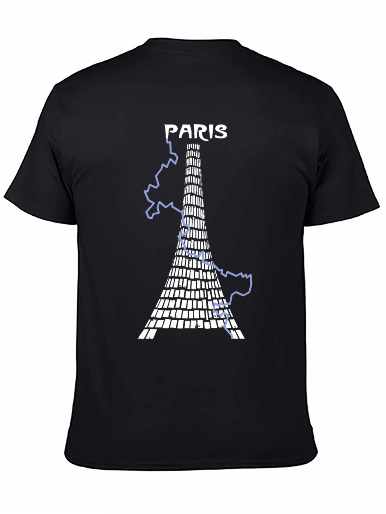 Paris Eiffel Tower Graphic Tee - Black Cotton Blend