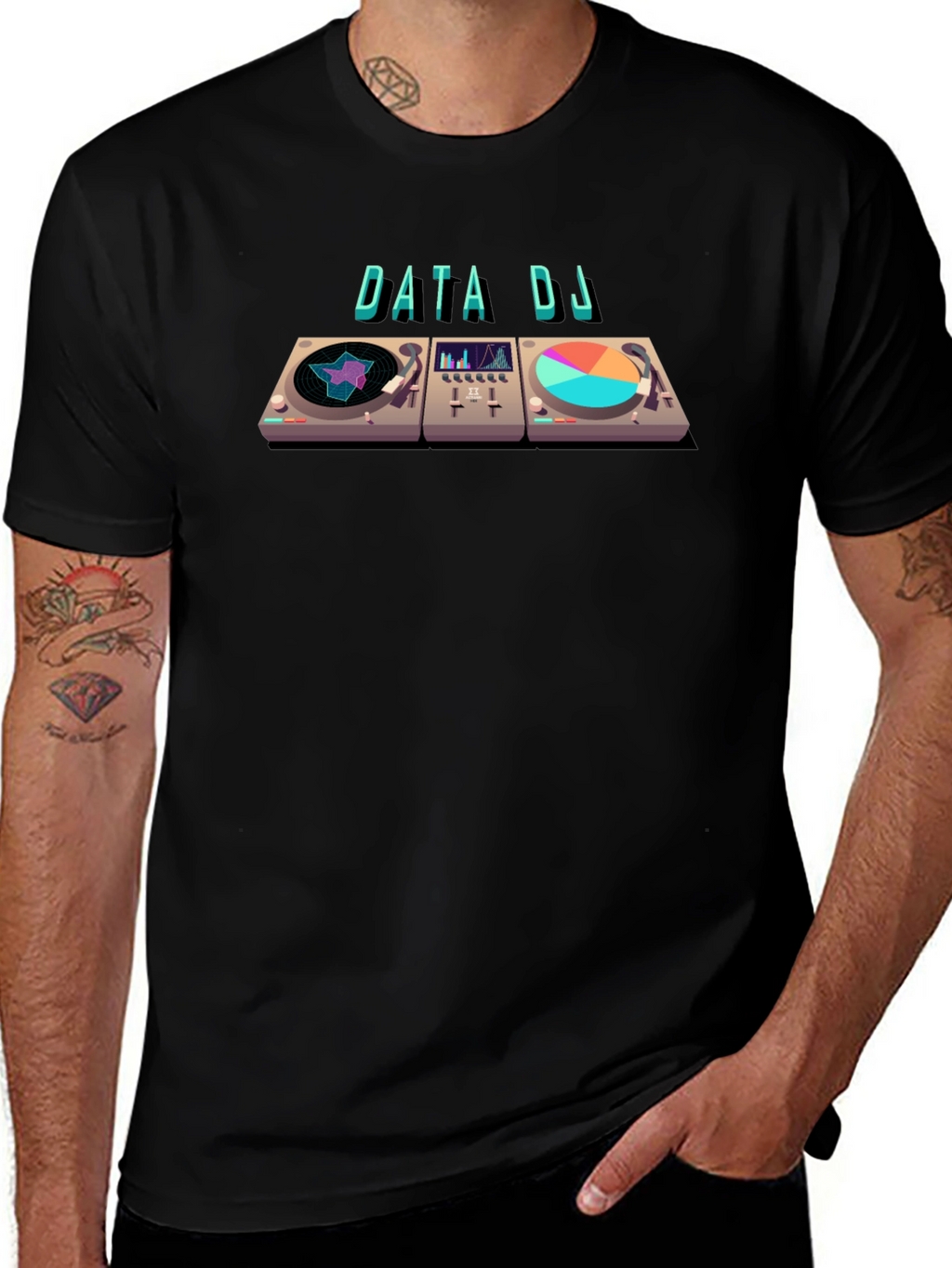 Data DJ Graphic T-Shirt - Cool Turntable Design