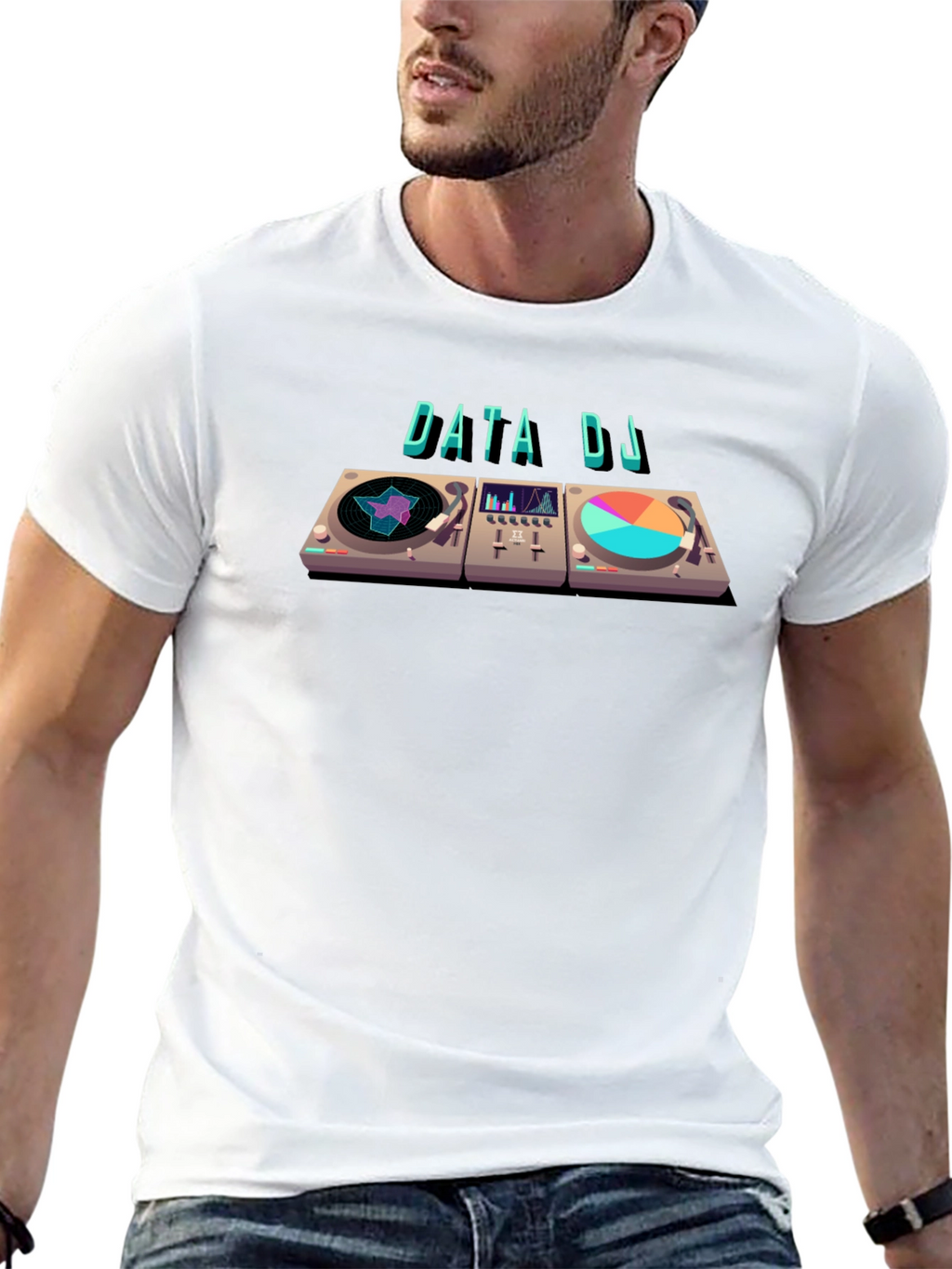 Data DJ Graphic T-Shirt - Cool Turntable Design