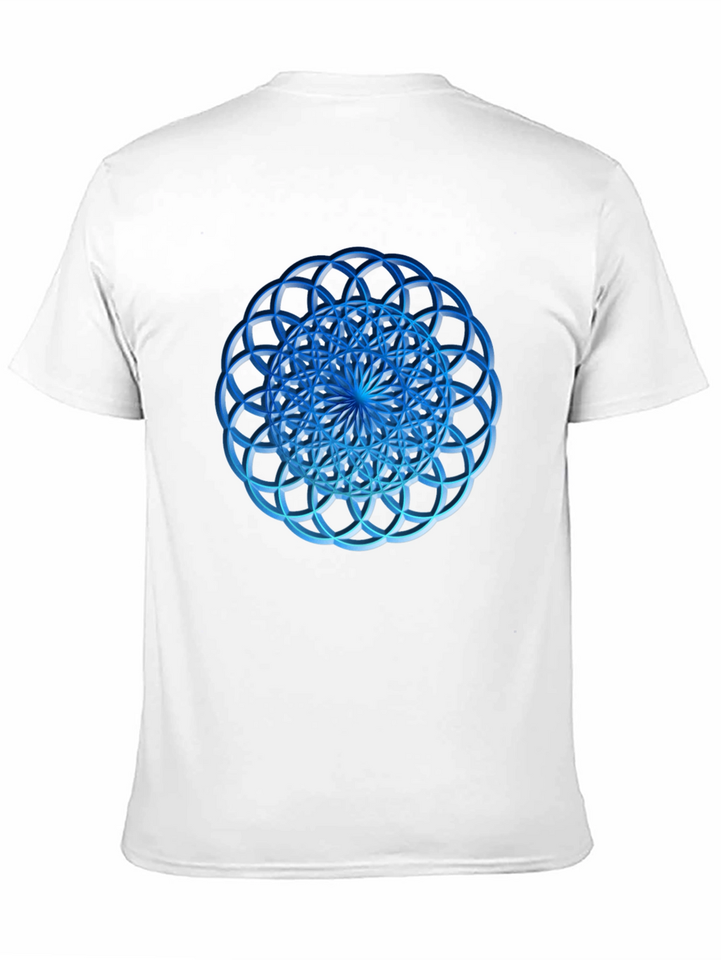 Geometric Blue Circle Design Black T-Shirt