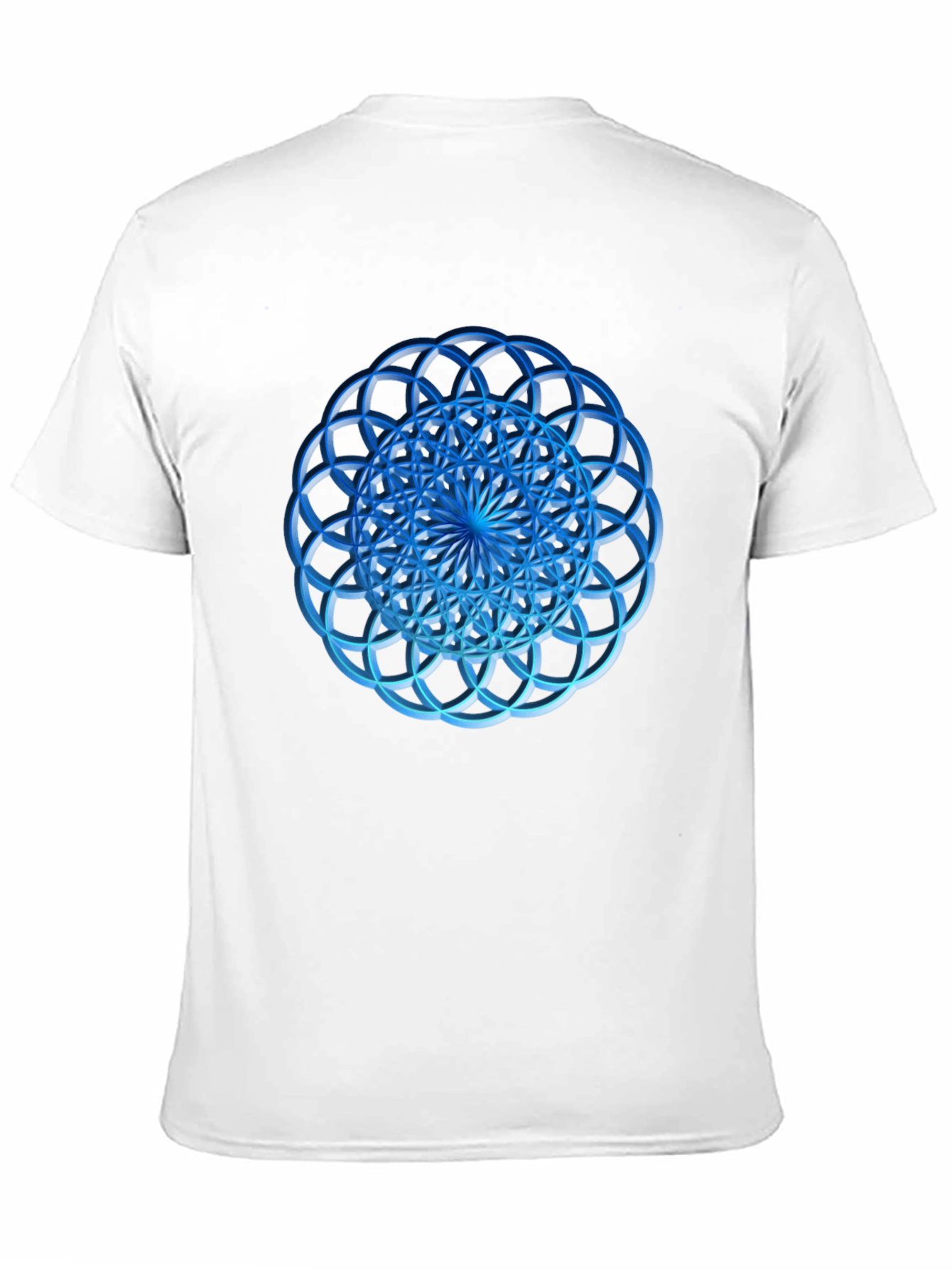 Geometric Blue Circle Design Black T-Shirt